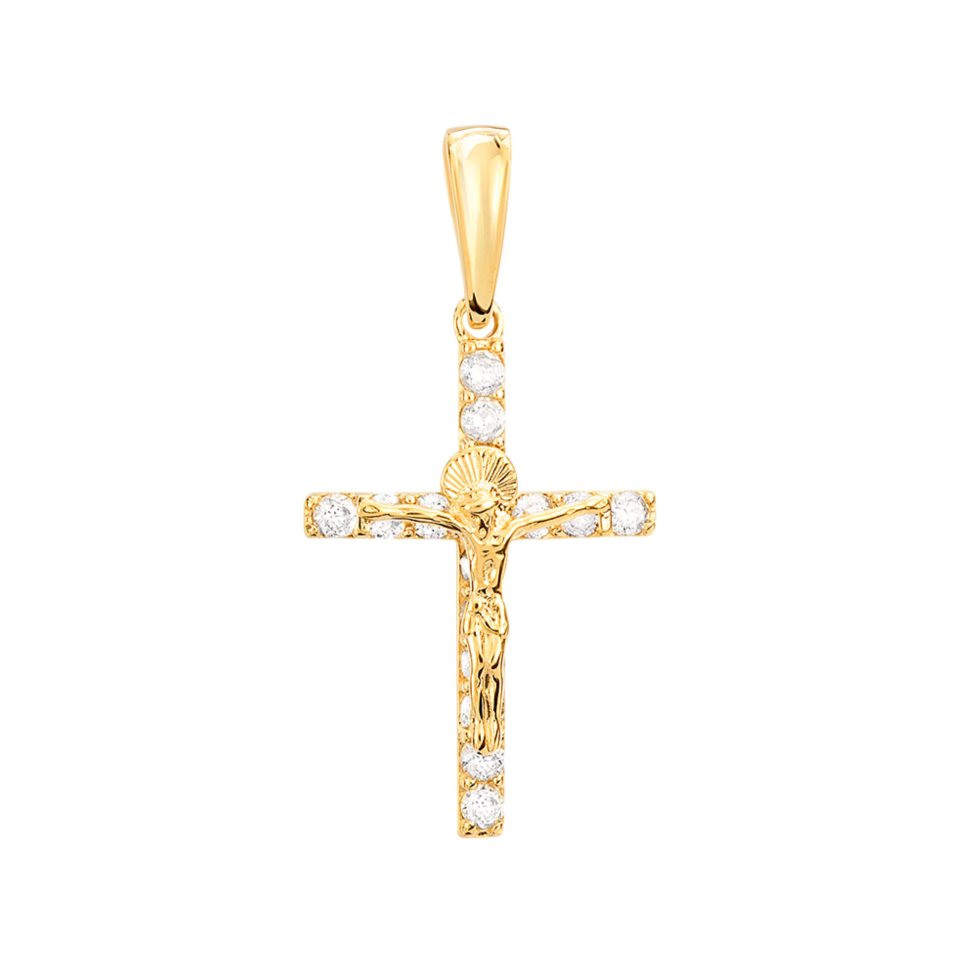 Крестик из лимонного золота с фианитом - 960394 – изображение 1