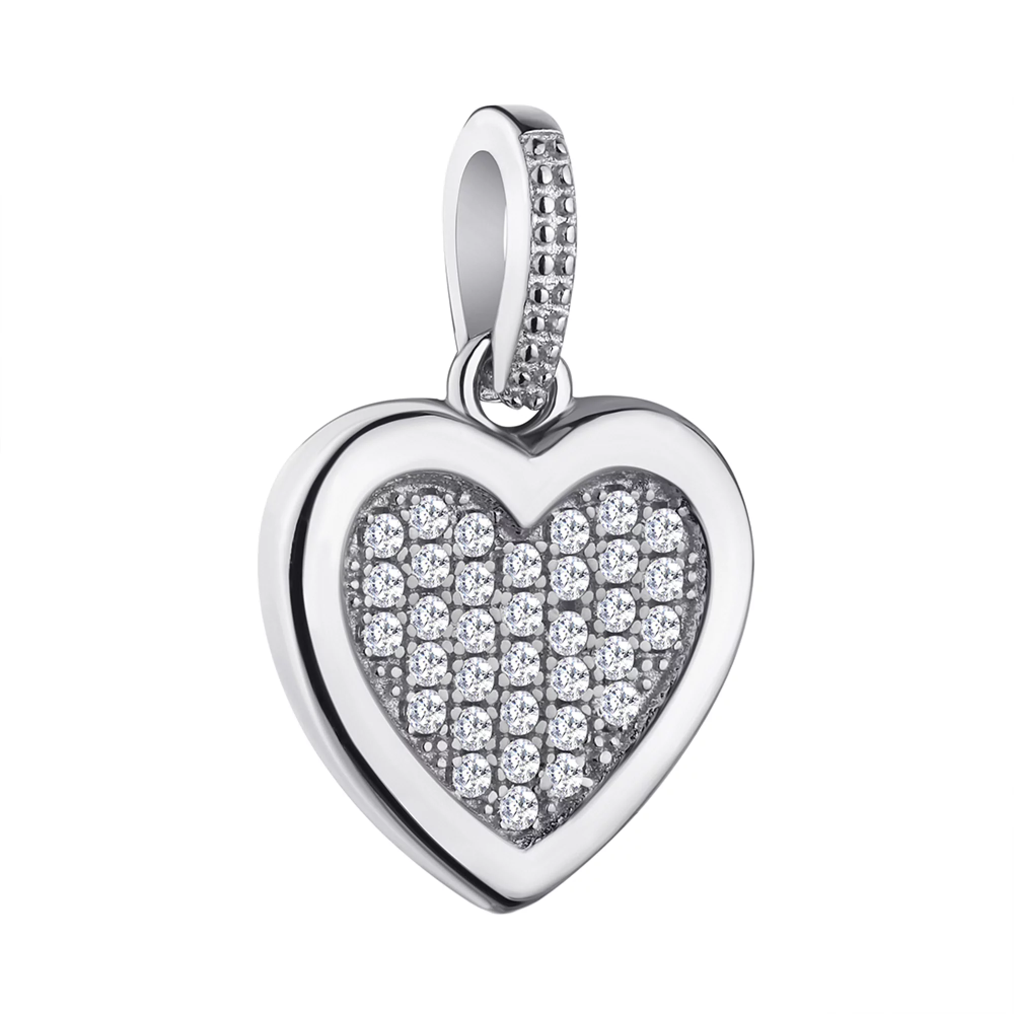 Срібний підвіс "Серце" з фіанітом - 1303087 – зображення 1