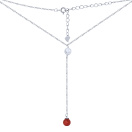 Серебряное колье-галстук с подвесом с кораллом якорное плетение - 1652855