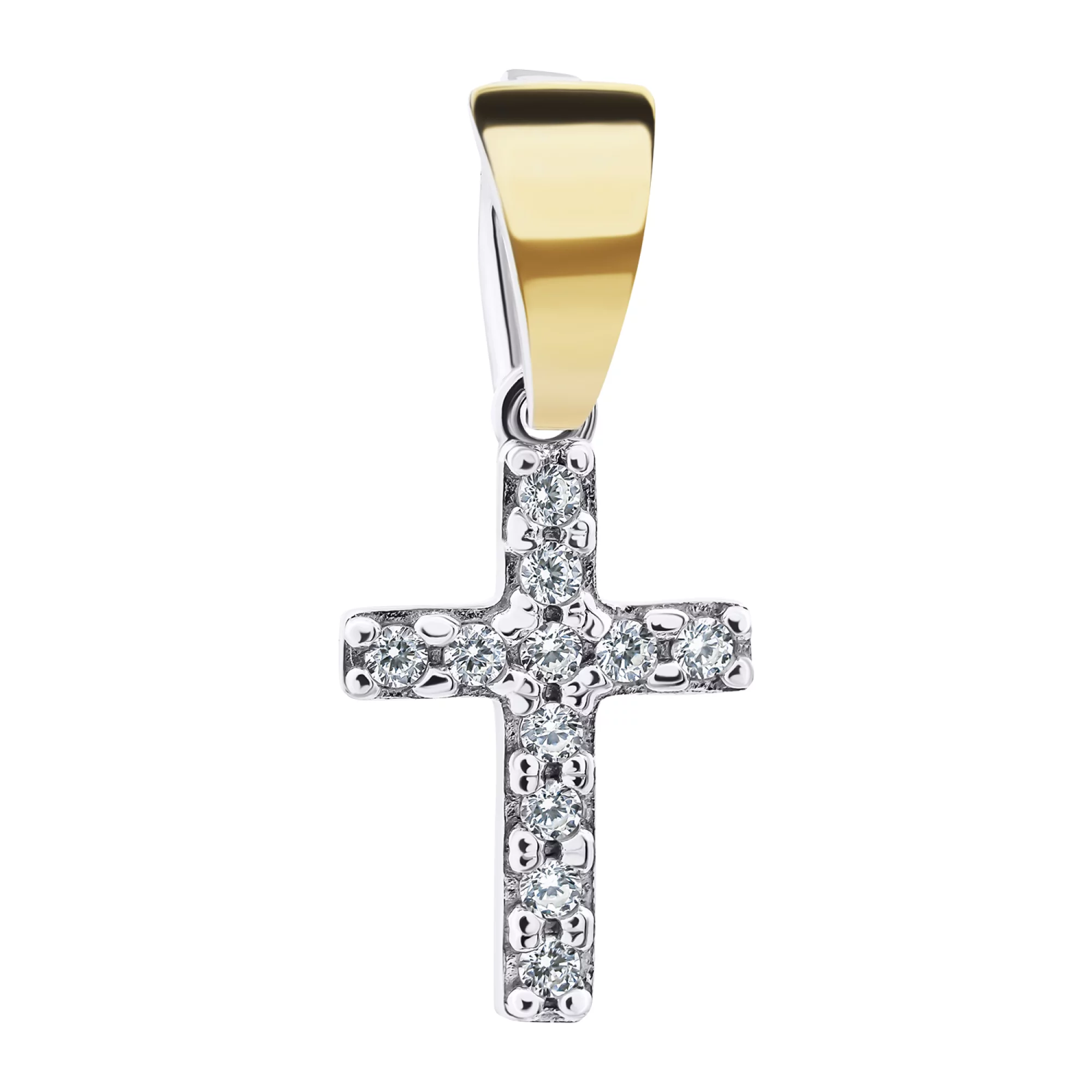 Серебряный крестик с дорожкой фианитов - 1520374 – изображение 1