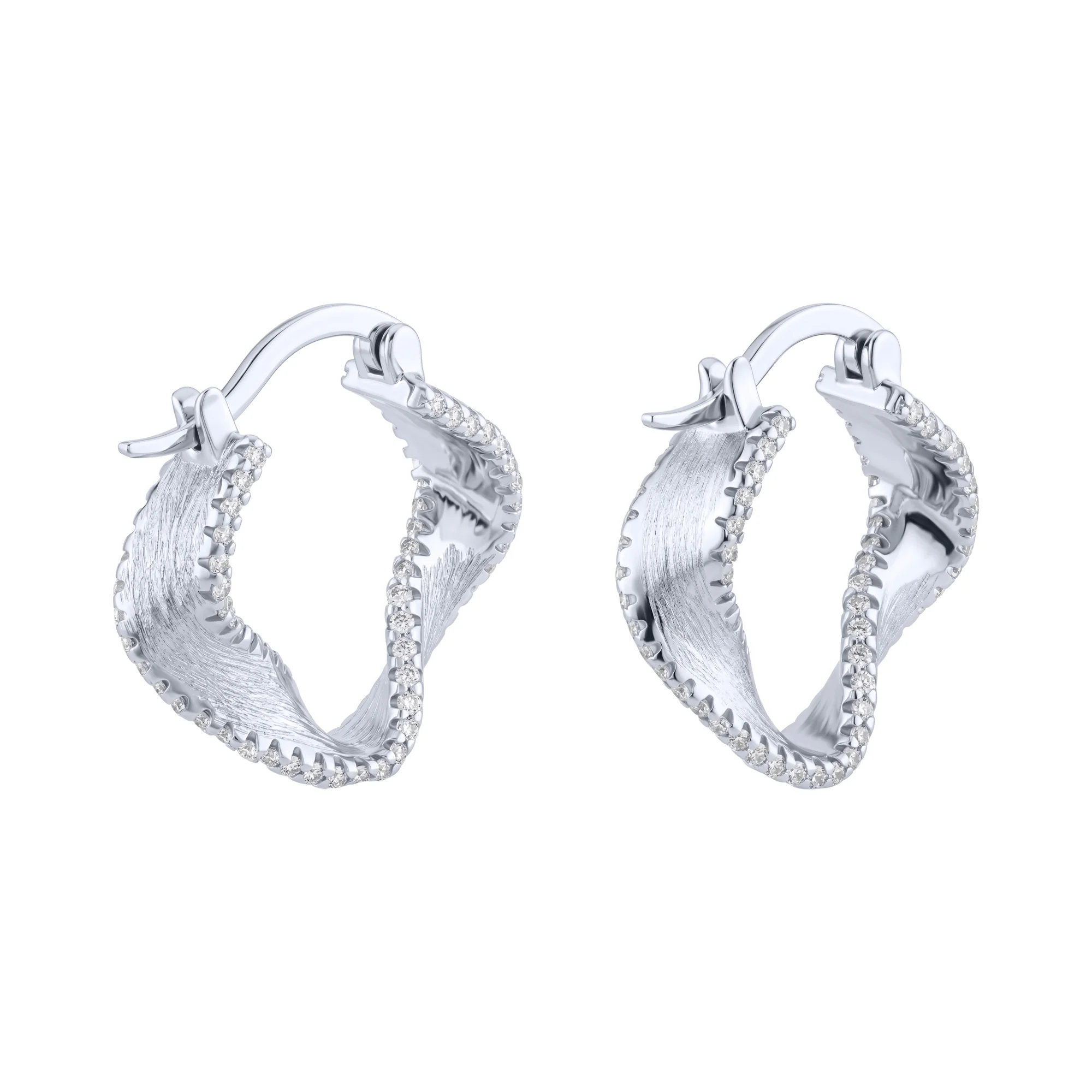 Серьги "Завитки" из серебра с фианитами  - 2216800 - 2