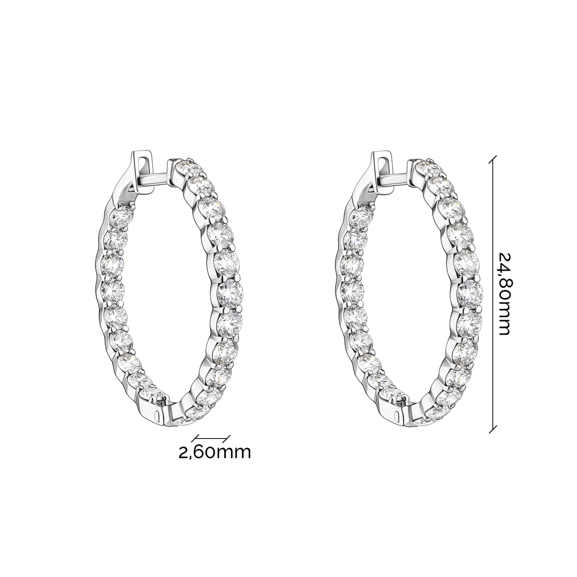 Серьги-кольца из белого золота с дорожкой бриллиантов  - 2189252 - 3