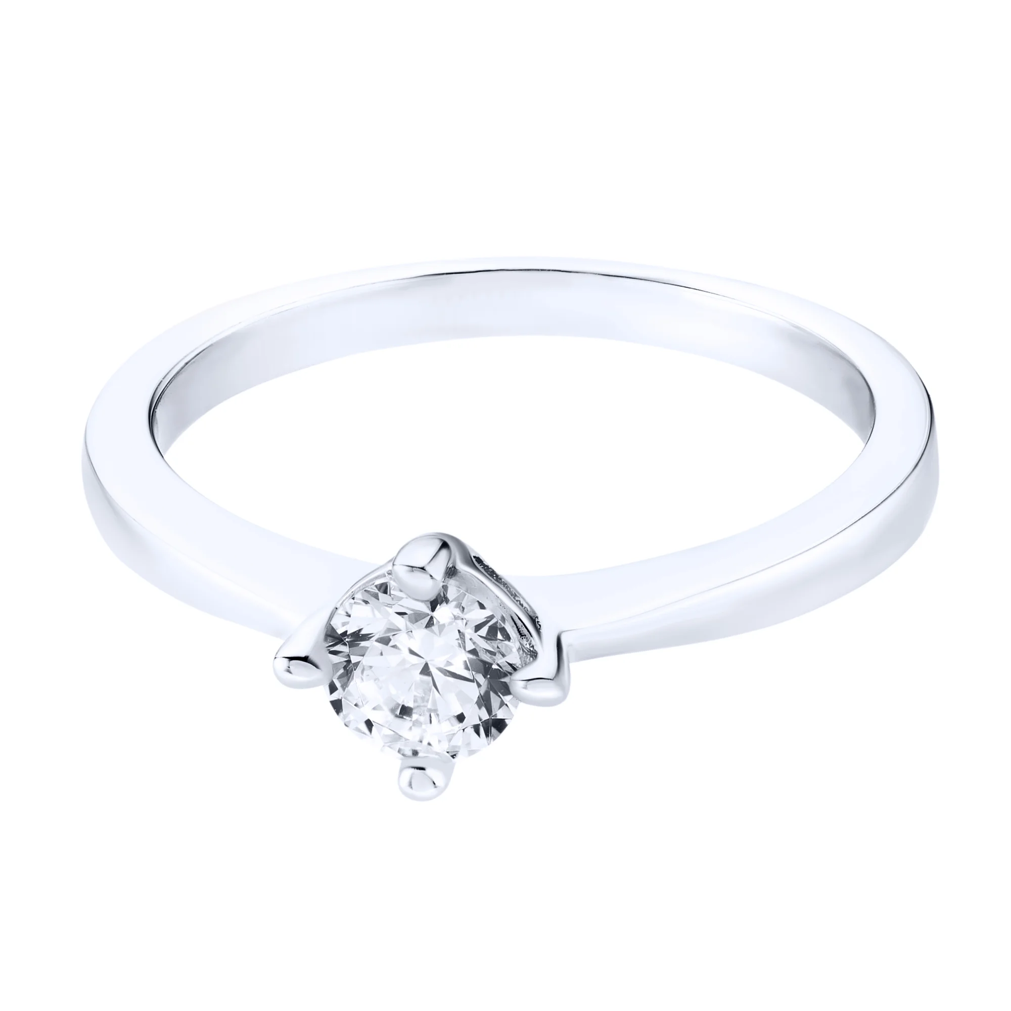 Серебряное кольцо в минималистичном стиле с фианитом - 1939964 - 2