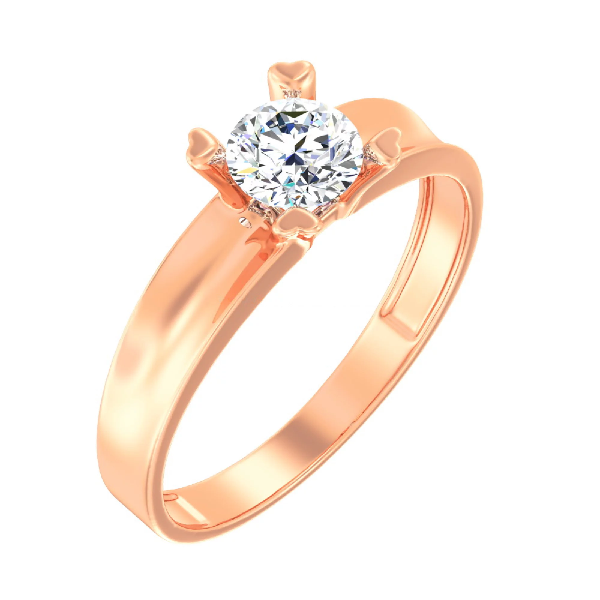 Золотое кольцо с фианитом - 585525 – изображение 1