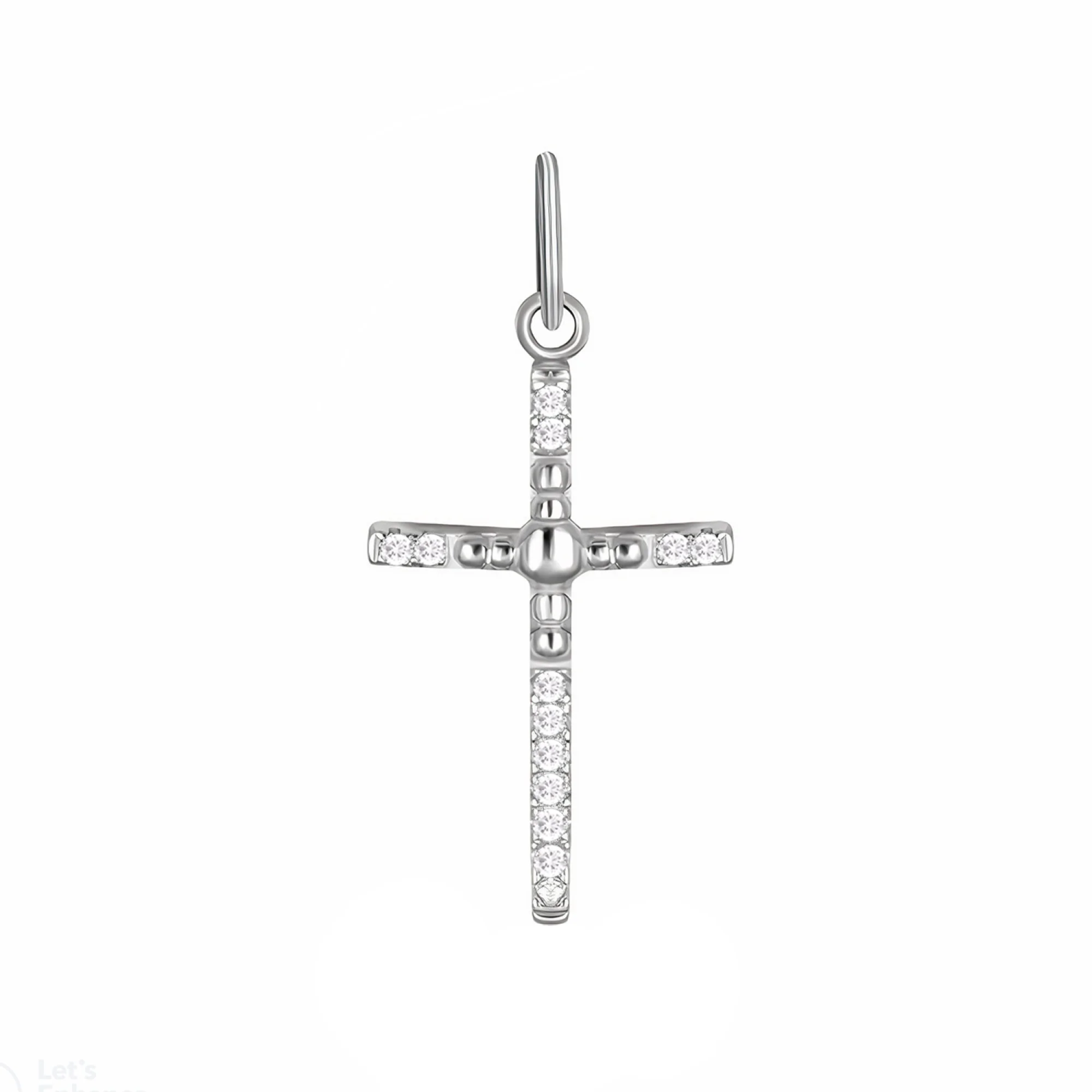 Декоративный крестик из серебра с фианитами - 1517196 - 1