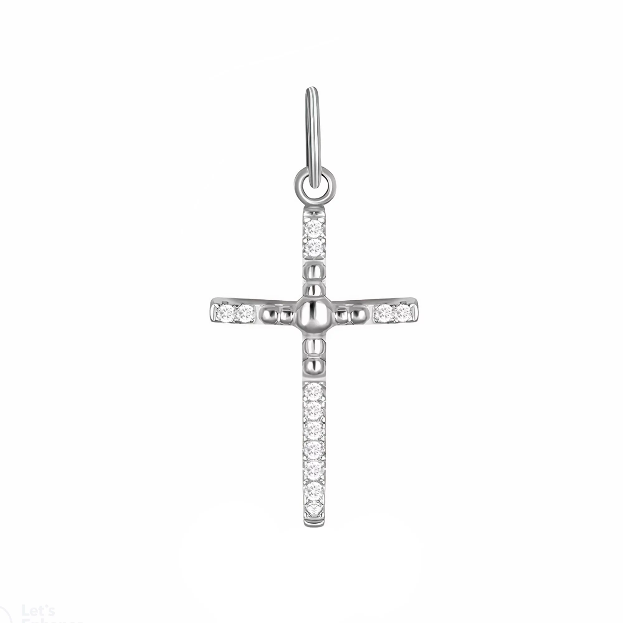 Крестик из серебра с фианитами - 1517196 – изображение 1
