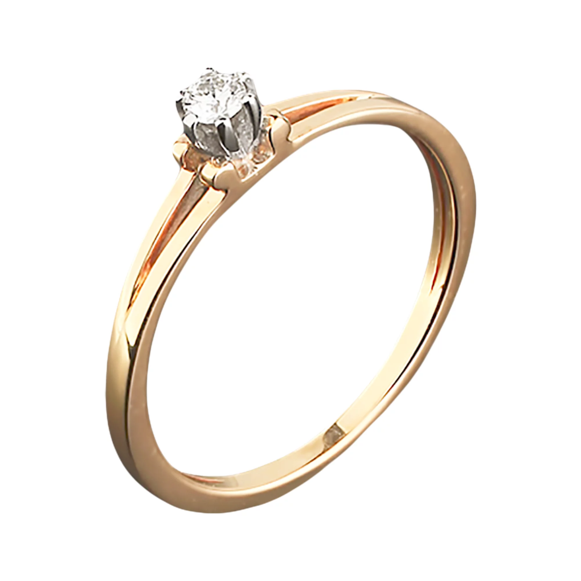 Кольцо из красного золота с бриллиантом - 521295 – изображение 1