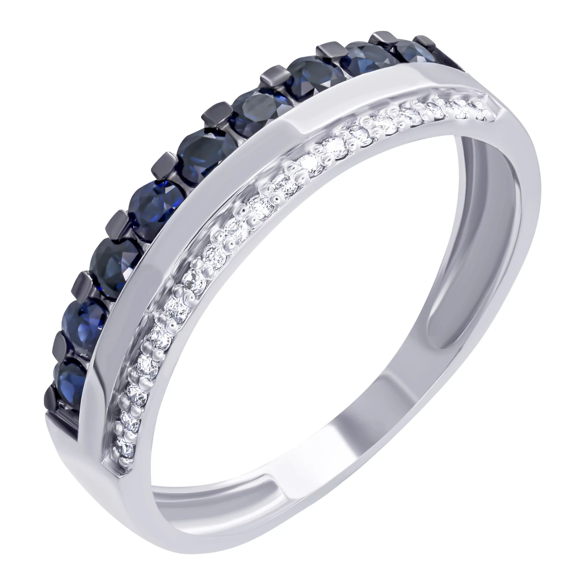 Золотое кольцо с бриллиантами и сапфирами - 798785 – изображение 1