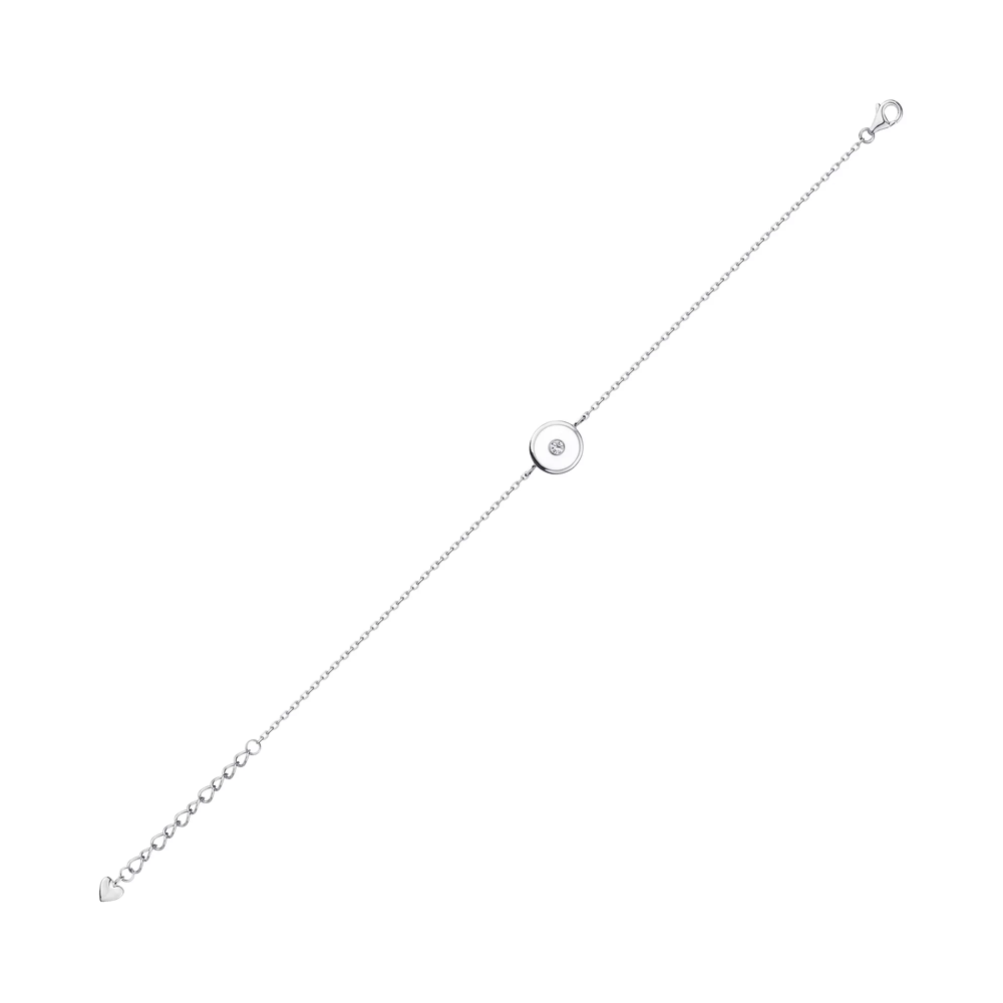 Браслет срібний з фіанітом і емаллю плетіння якір - 1294690 – зображення 1