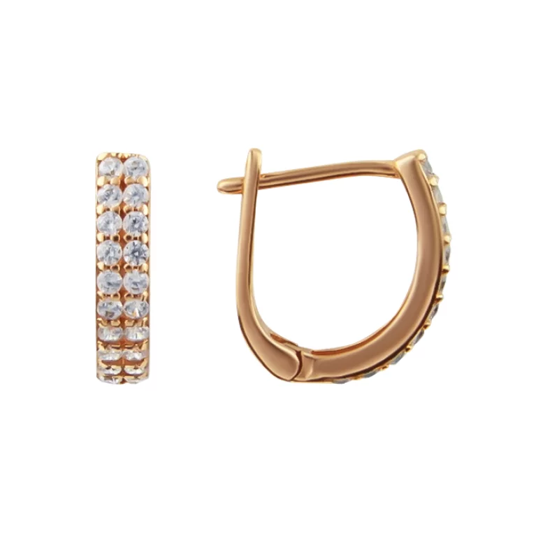 Золоті сережки з фіанітами. Артикул 2105060101: ціна, відгуки, фото – купити в інтернет-магазині AURUM