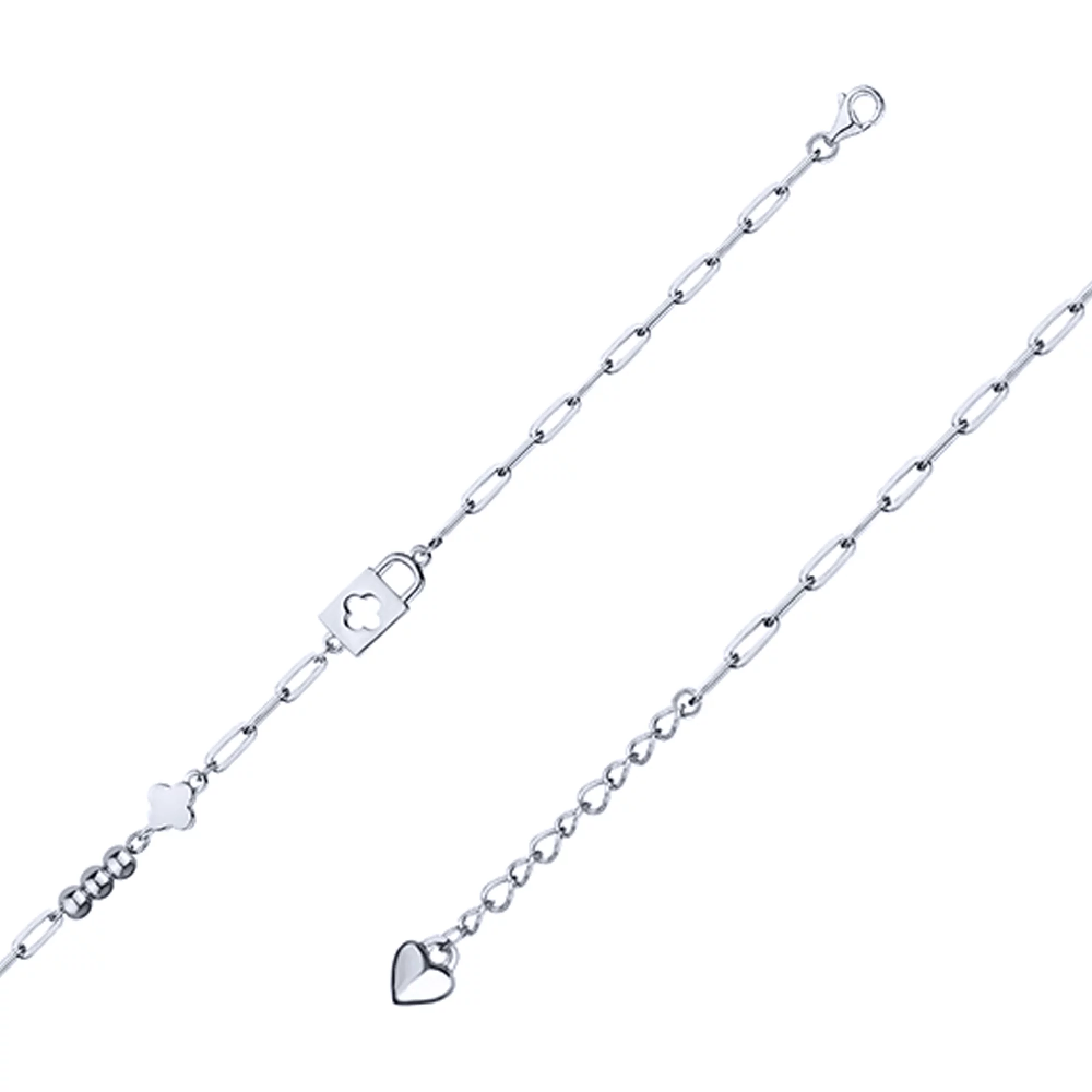Браслет серебряный "Клевер" плетение якорь - 1618327 – изображение 1