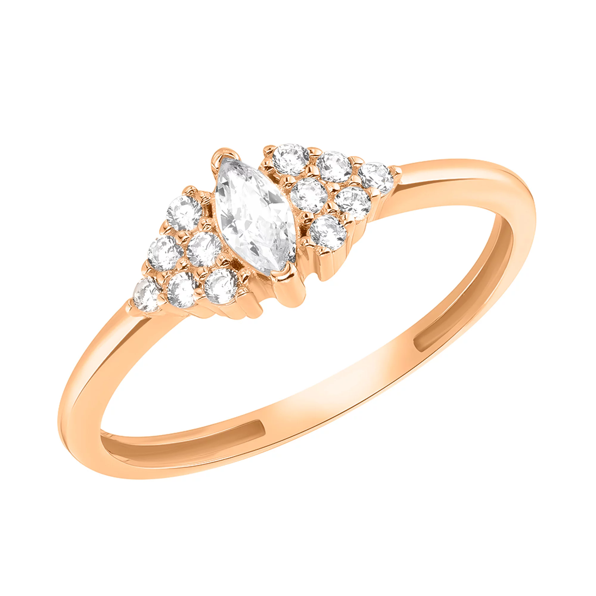 Золотое кольцо с россыпью фианитов - 1523327 – изображение 1