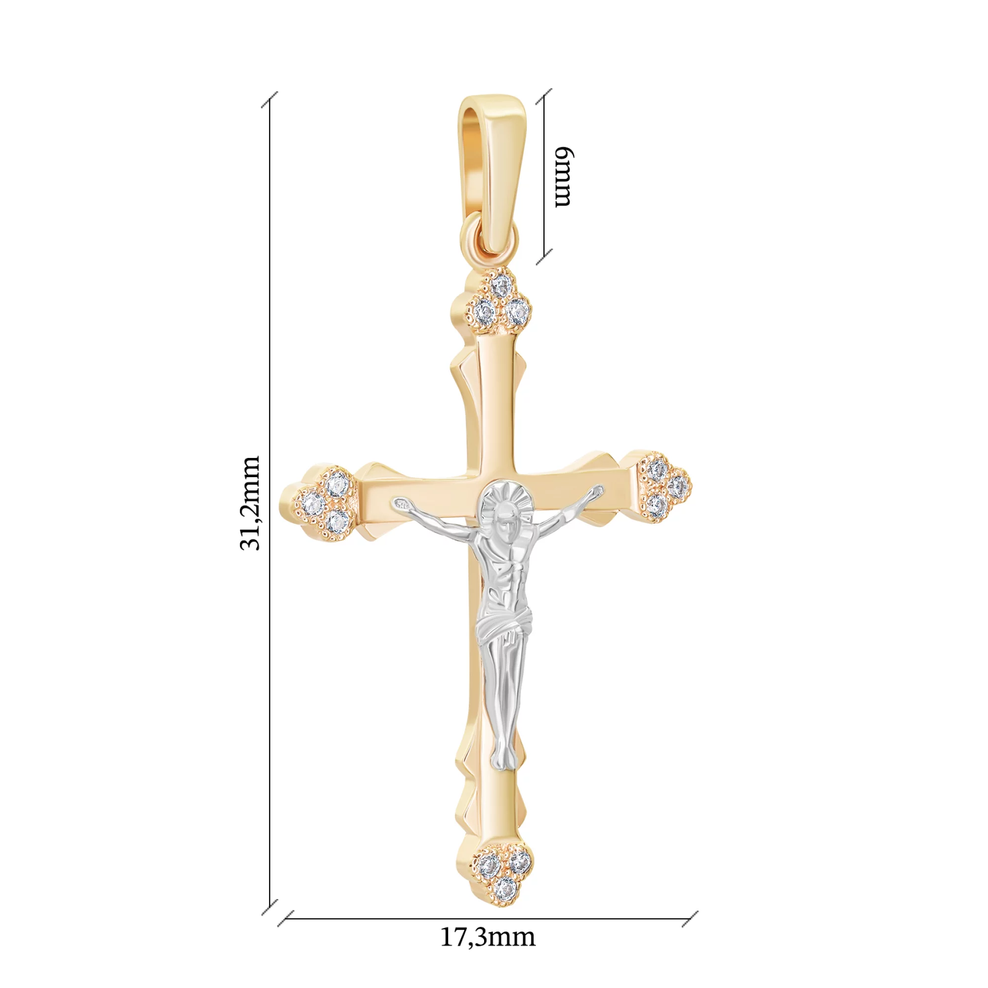 Золотой крестик с фианитами - 1565461 – изображение 3