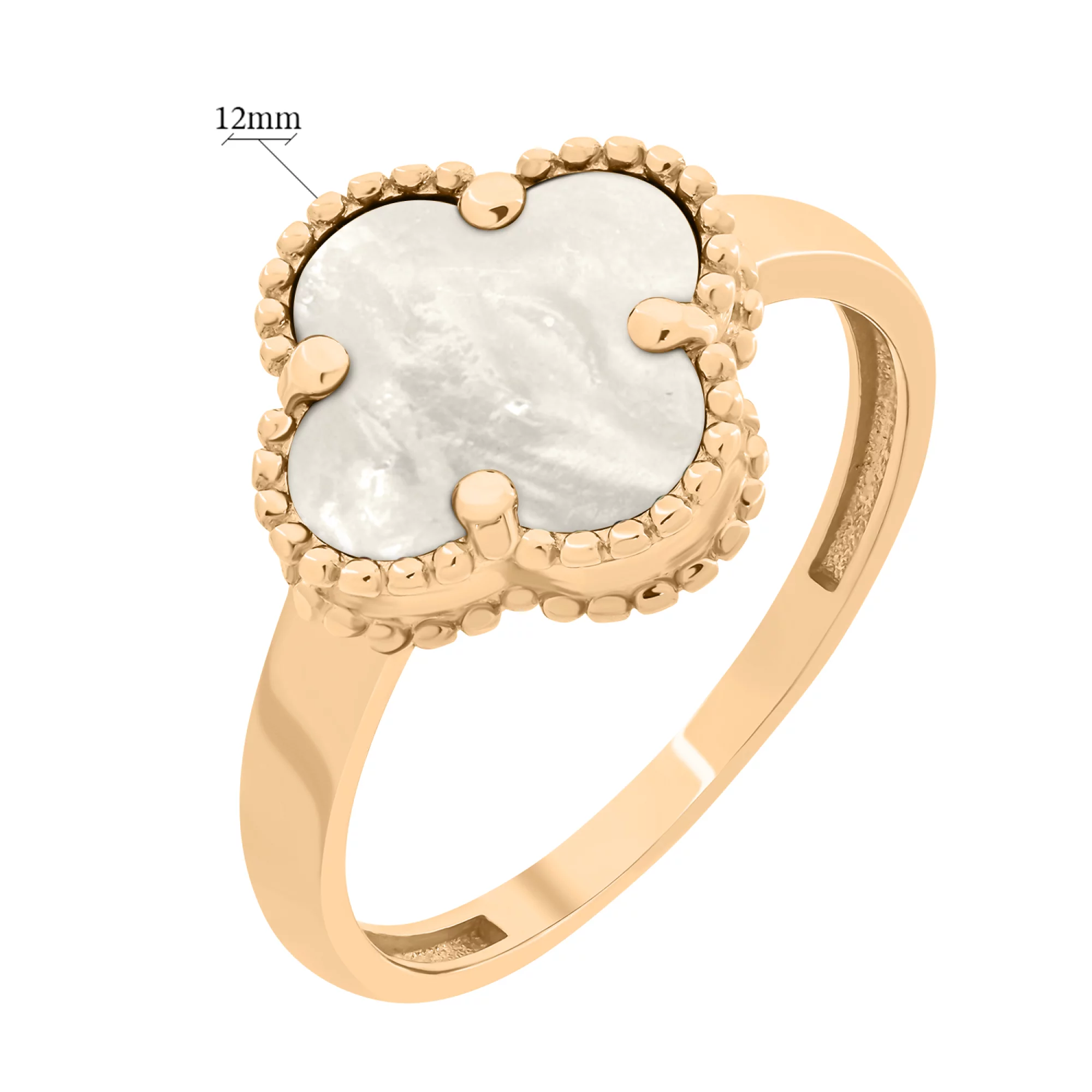 Золотое кольцо с перламутром "Клевер" - 1557669 – изображение 4