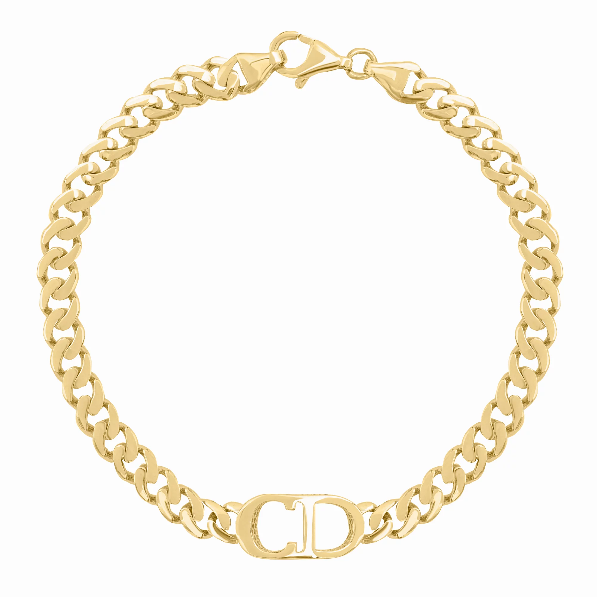 Браслет "CD" в желтом золоте панцирное плетение - 1649843 – изображение 1
