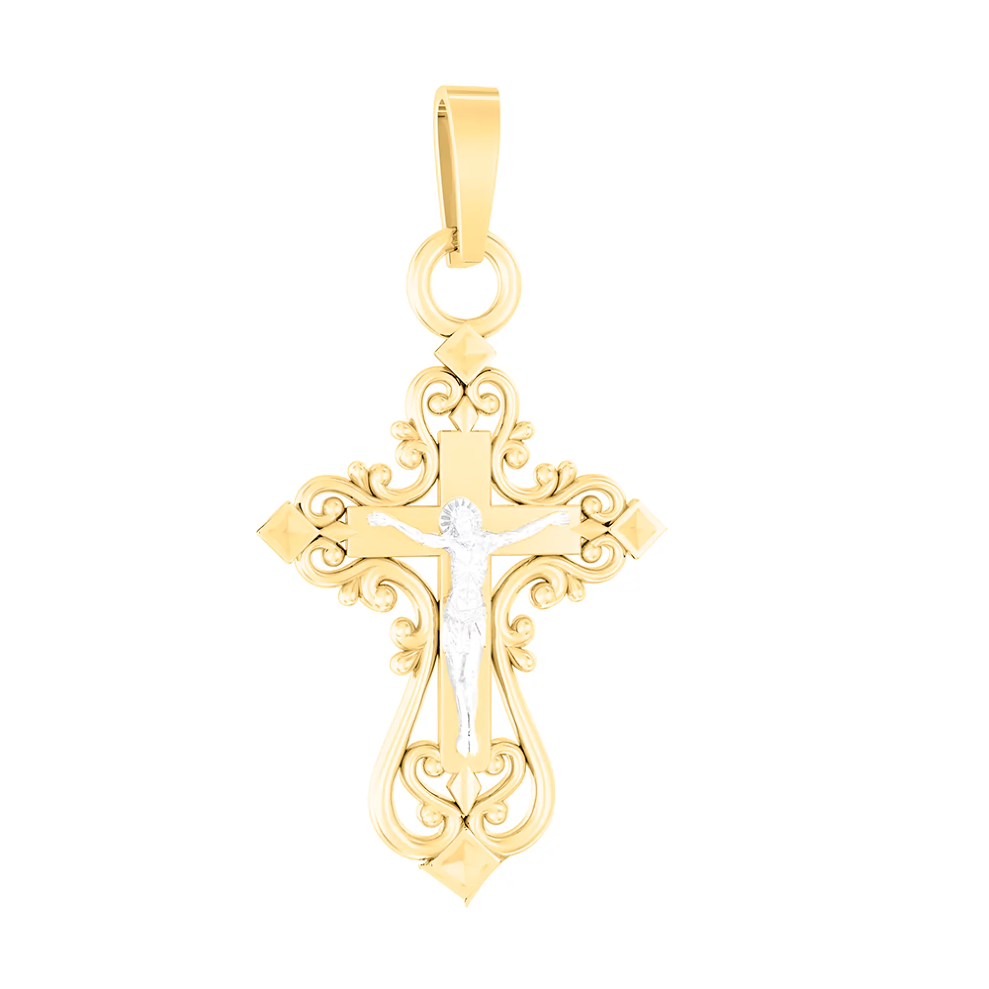 Хрестик з комбінованого золота - 969875 – зображення 1