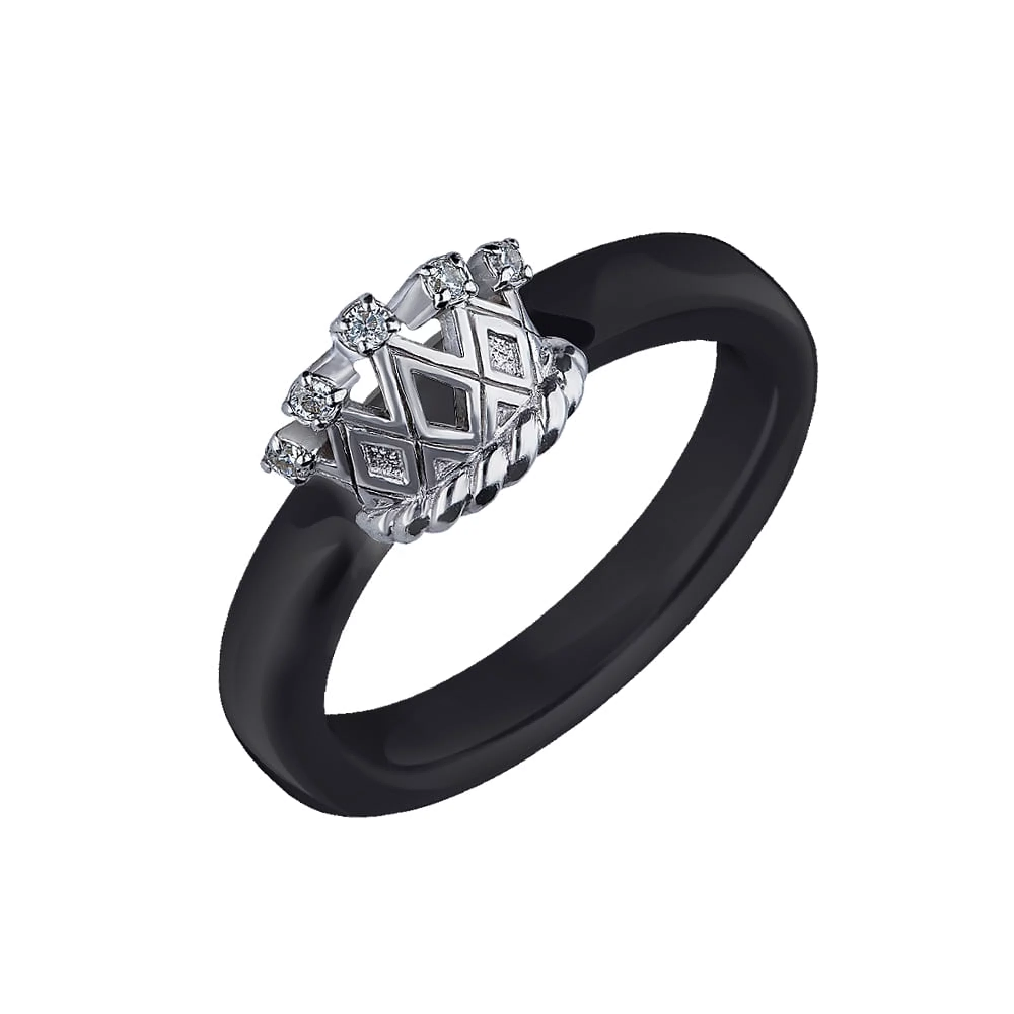 Керамическое кольцо с фианитом Корона - 667424 – изображение 1