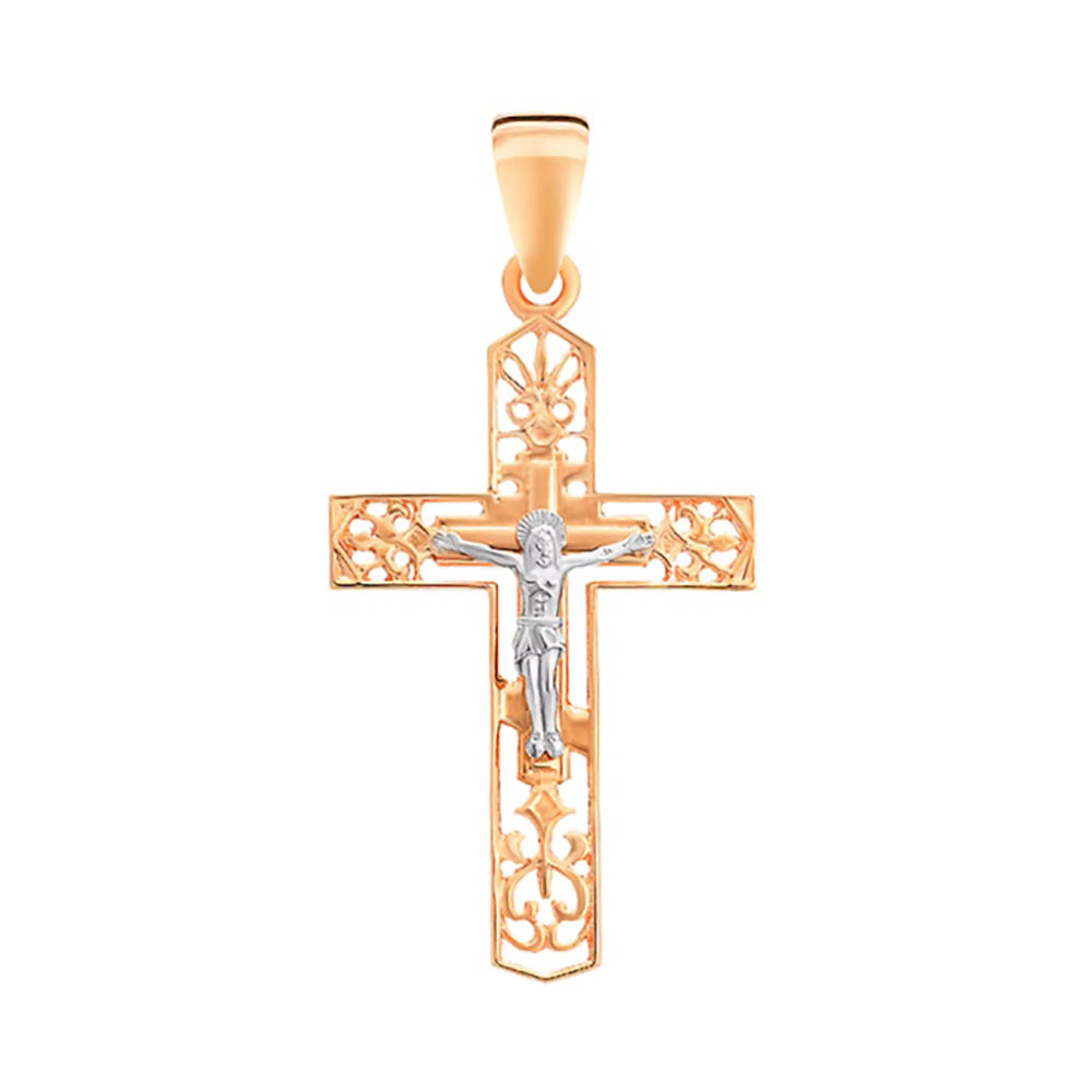 Крестик из комбинированого золота - 966472 – изображение 1