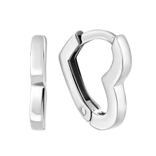 Сережки-кільця з білого золота у формі сердечка - 1541618