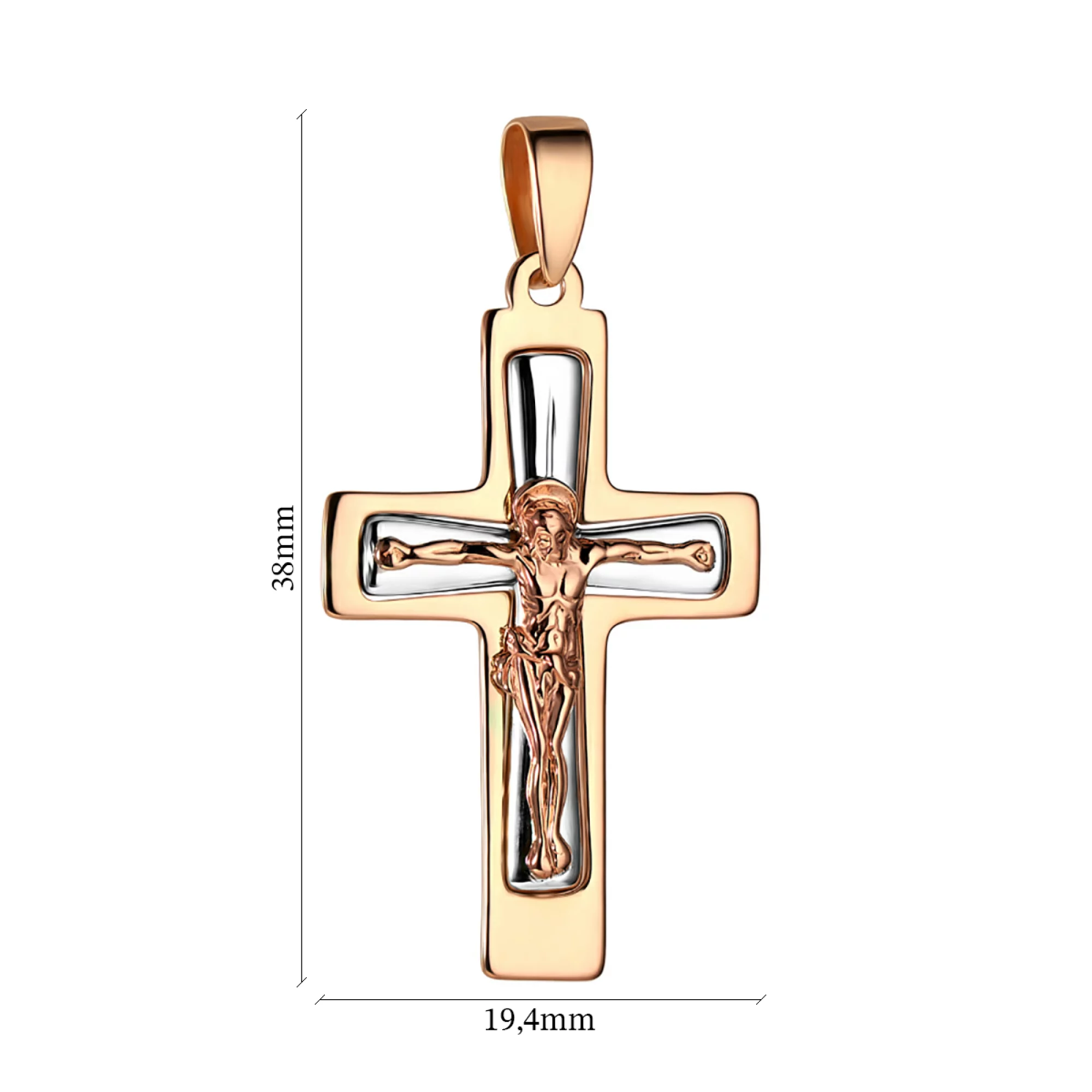 Хрестик з комбінованого золота - 971775 – зображення 2