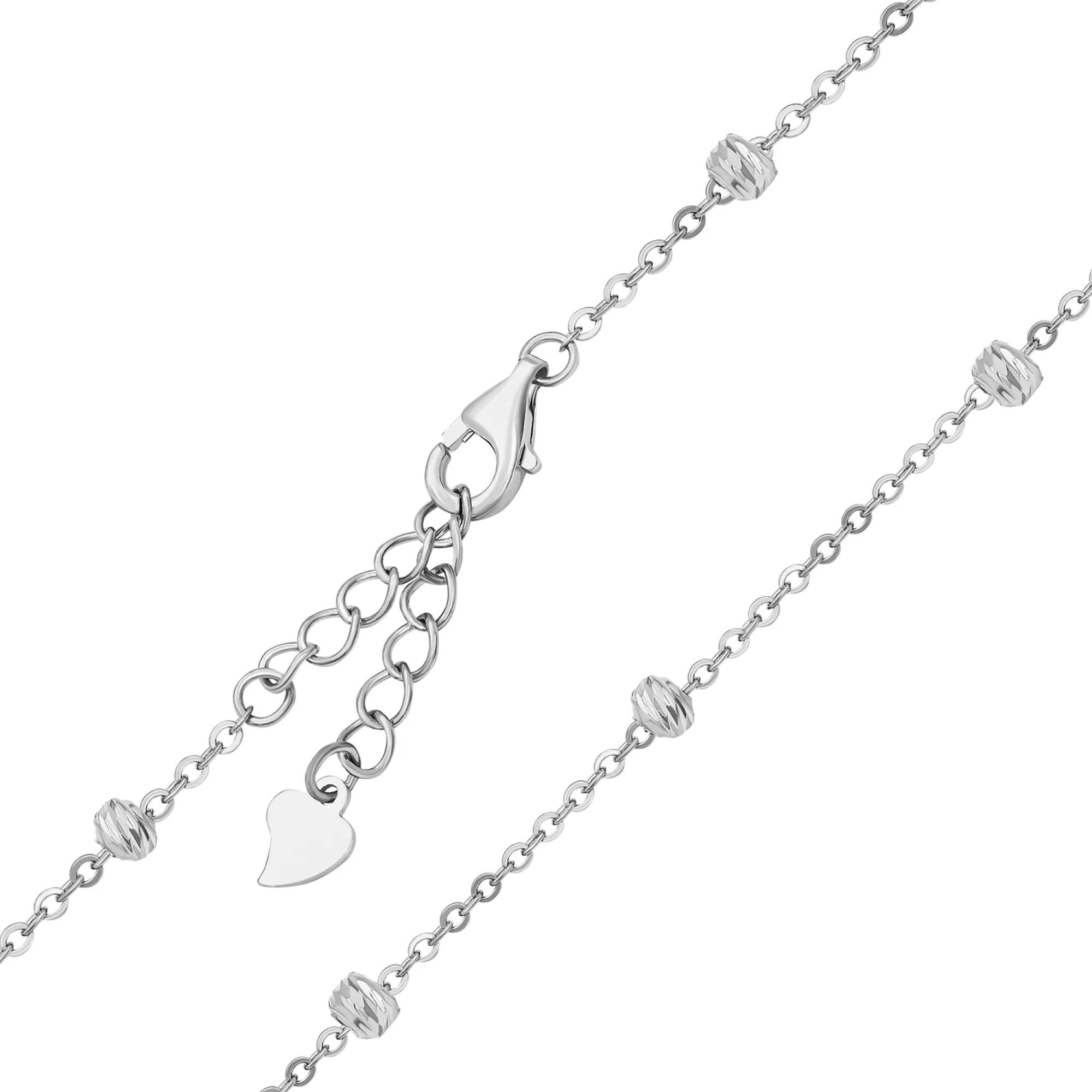 Срібний браслет з кульками плетіння якір  - 1544975 – зображення 2