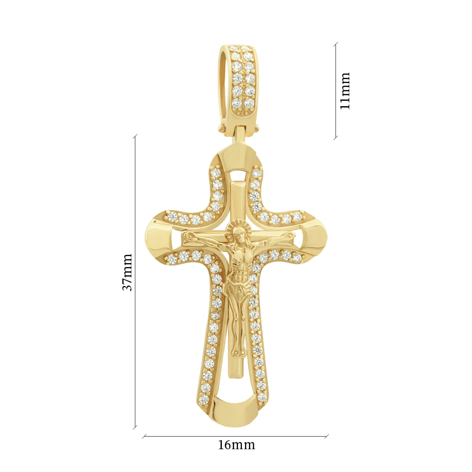 Крестик из красного золота с цирконием и эмалью - 392555 – изображение 3