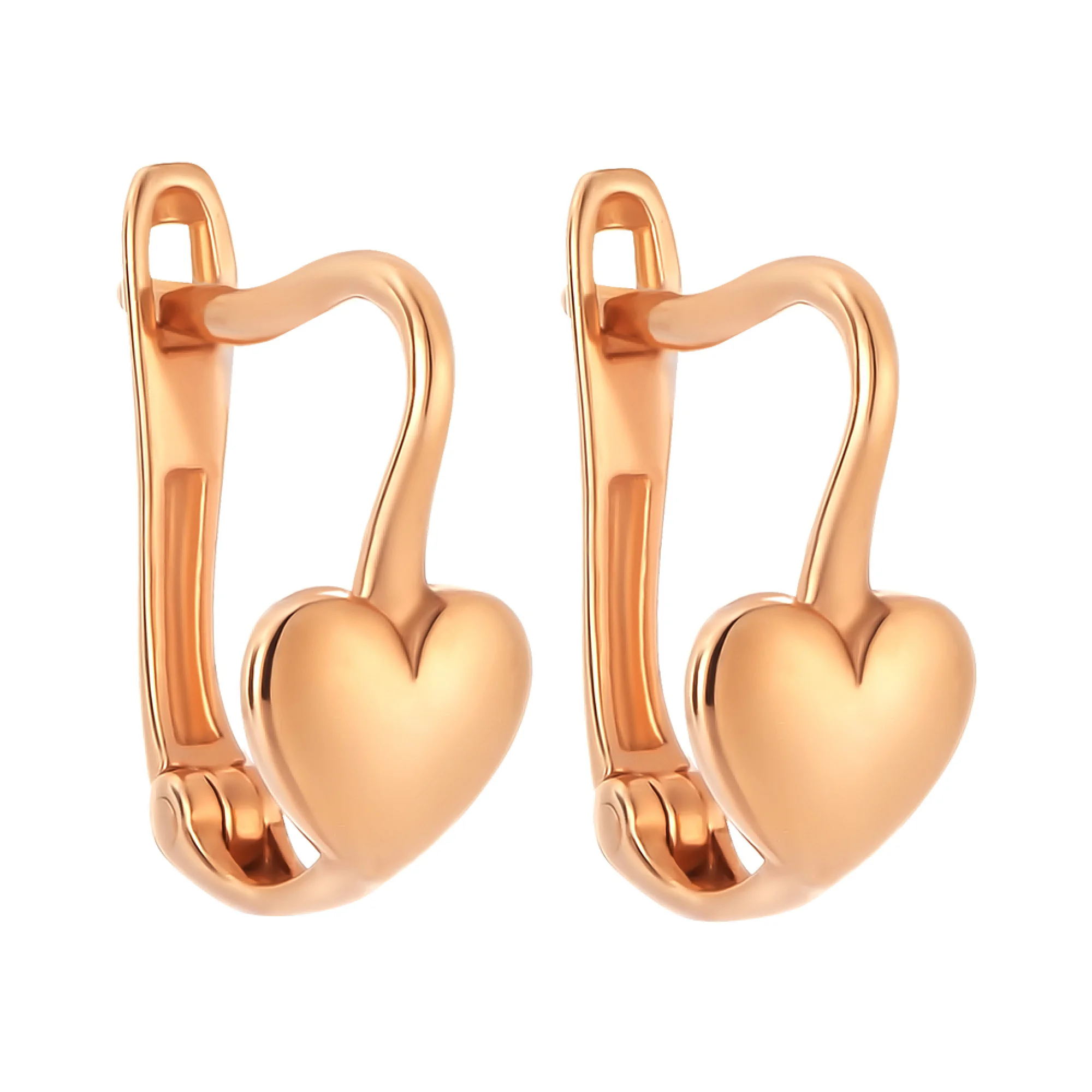 Сережки из красного золота "Сердечки" - 1450591 - 1