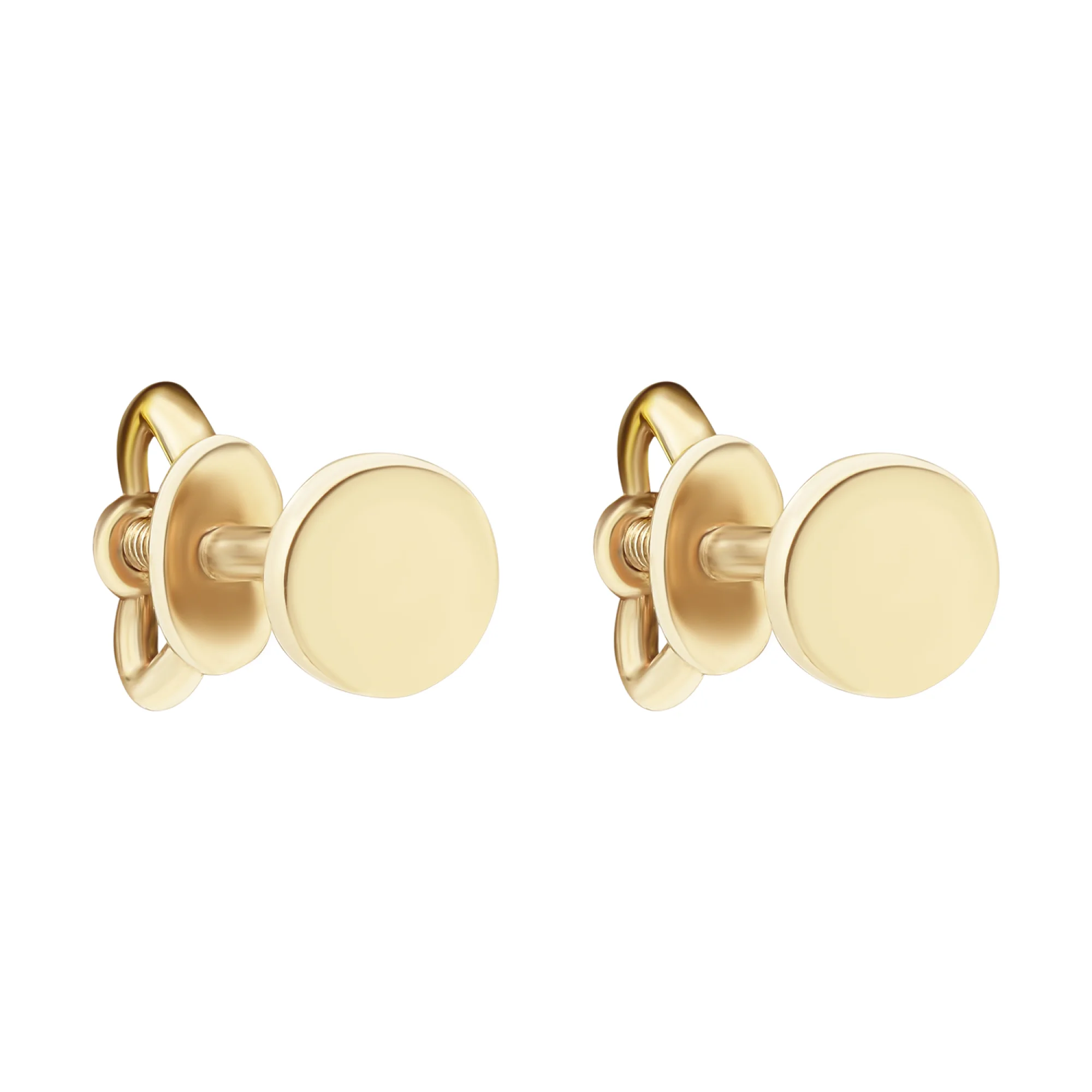 Круглые сережки-гвоздики из красного золота - 798792 - 1