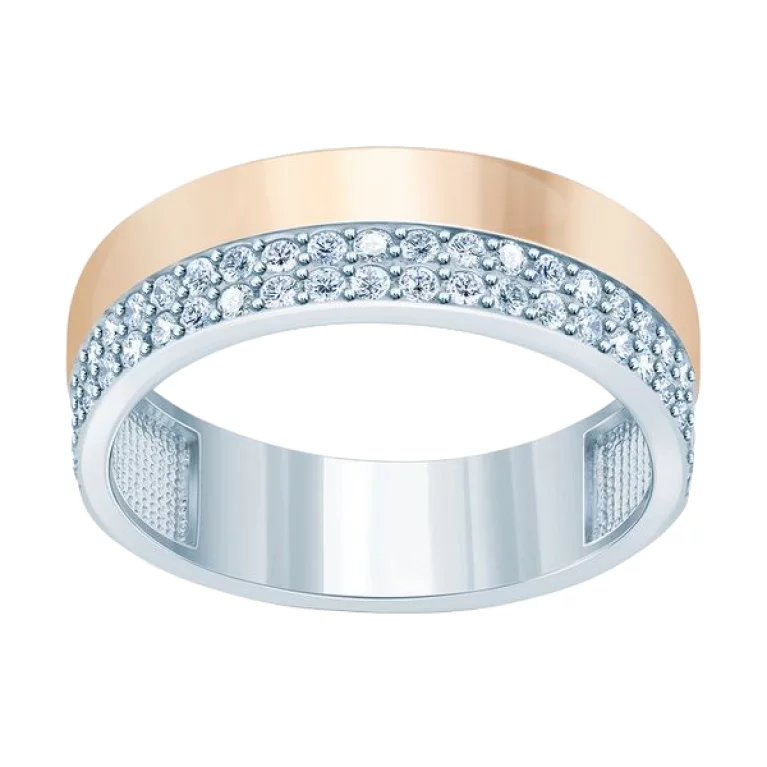 Серебряное кольцо с позолотой и фианитом. Артикул 7201/500443-ЗНР: цена, отзывы, фото – купить в интернет-магазине AURUM