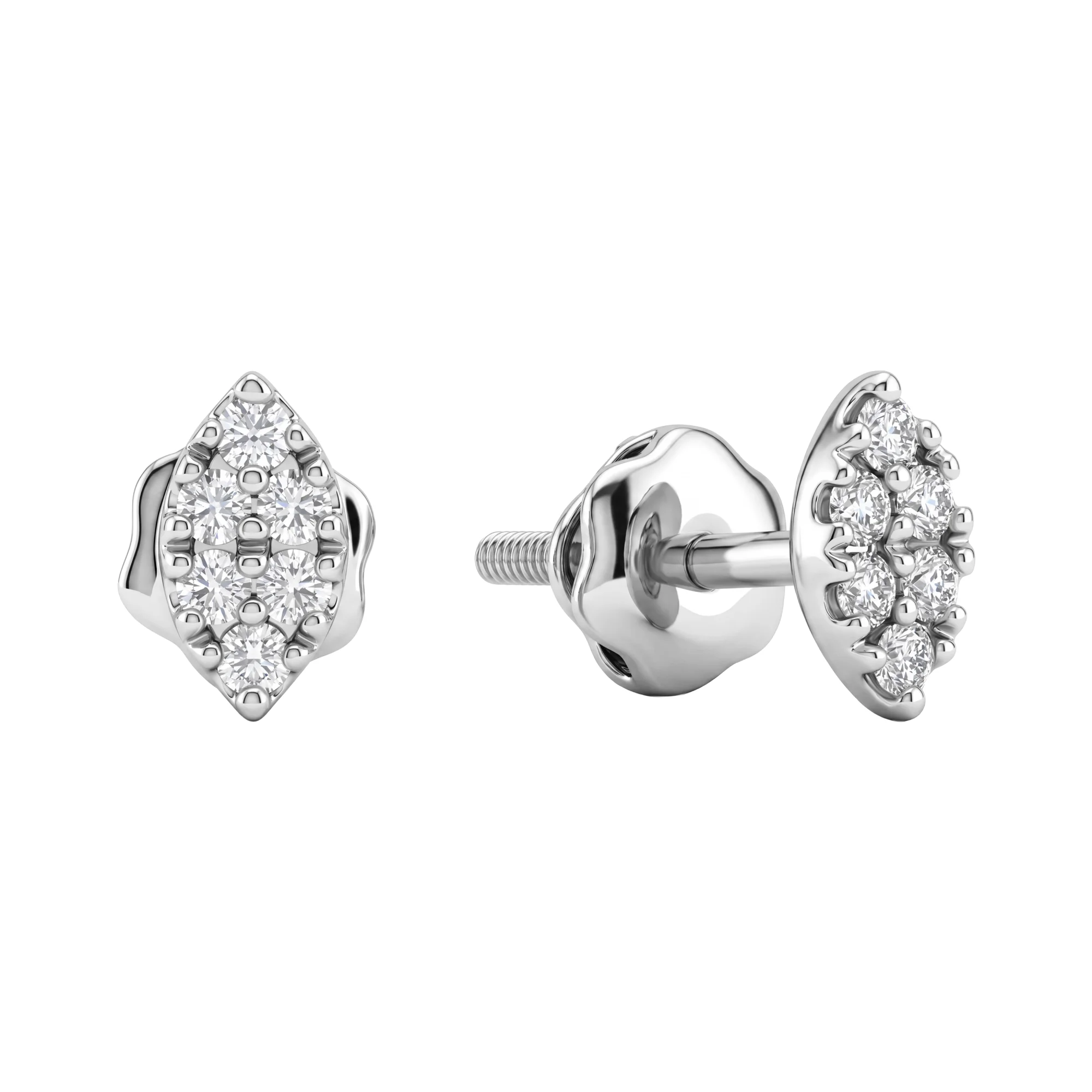 Серьги-гвоздики с бриллиантами в белом золоте - 2149694 - 1