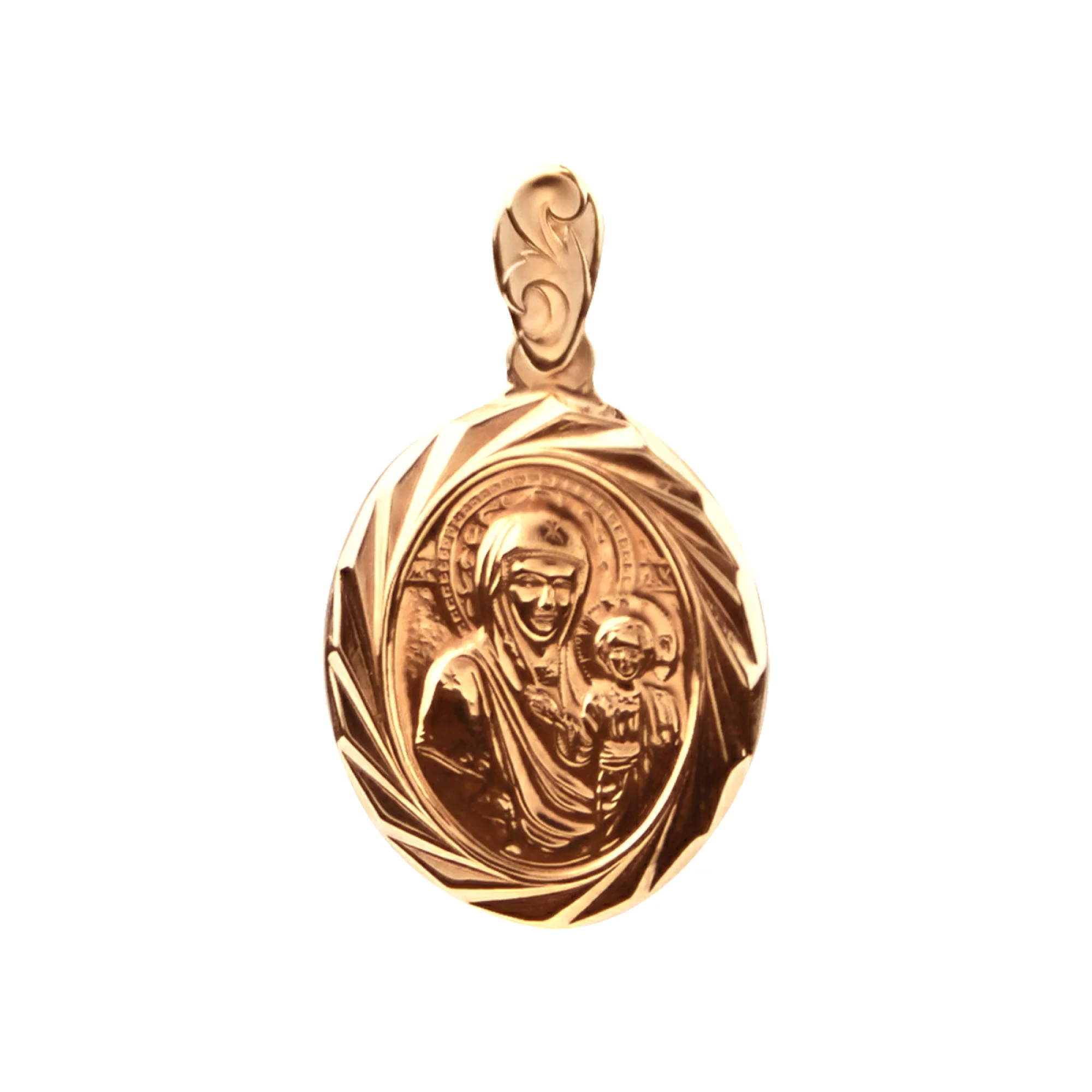 Ладанка из красного золота Богородица "Казанская" - 367055 – изображение 1