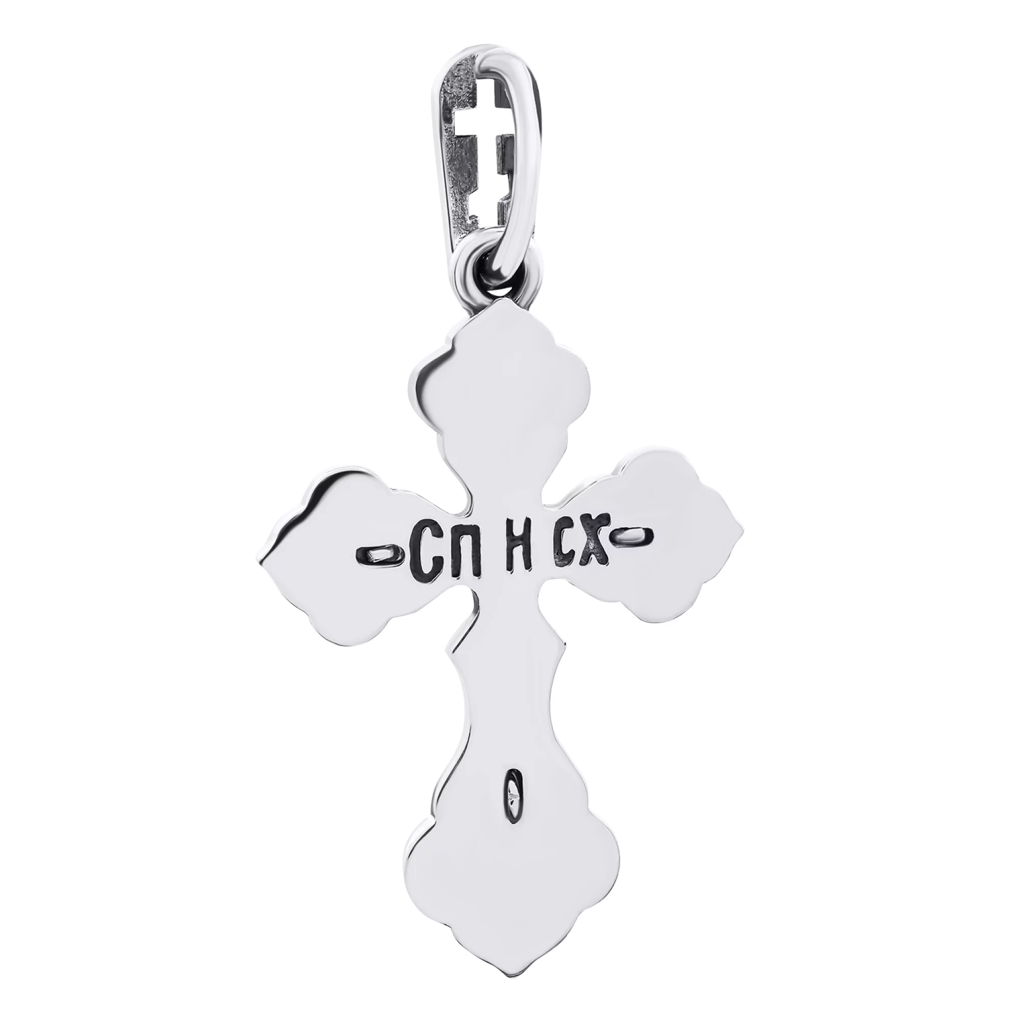 Натільний срібний хрестик з позолотою - 1520351 – зображення 2
