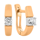 Сережки с фианитом в комбинированном золоте - 406837