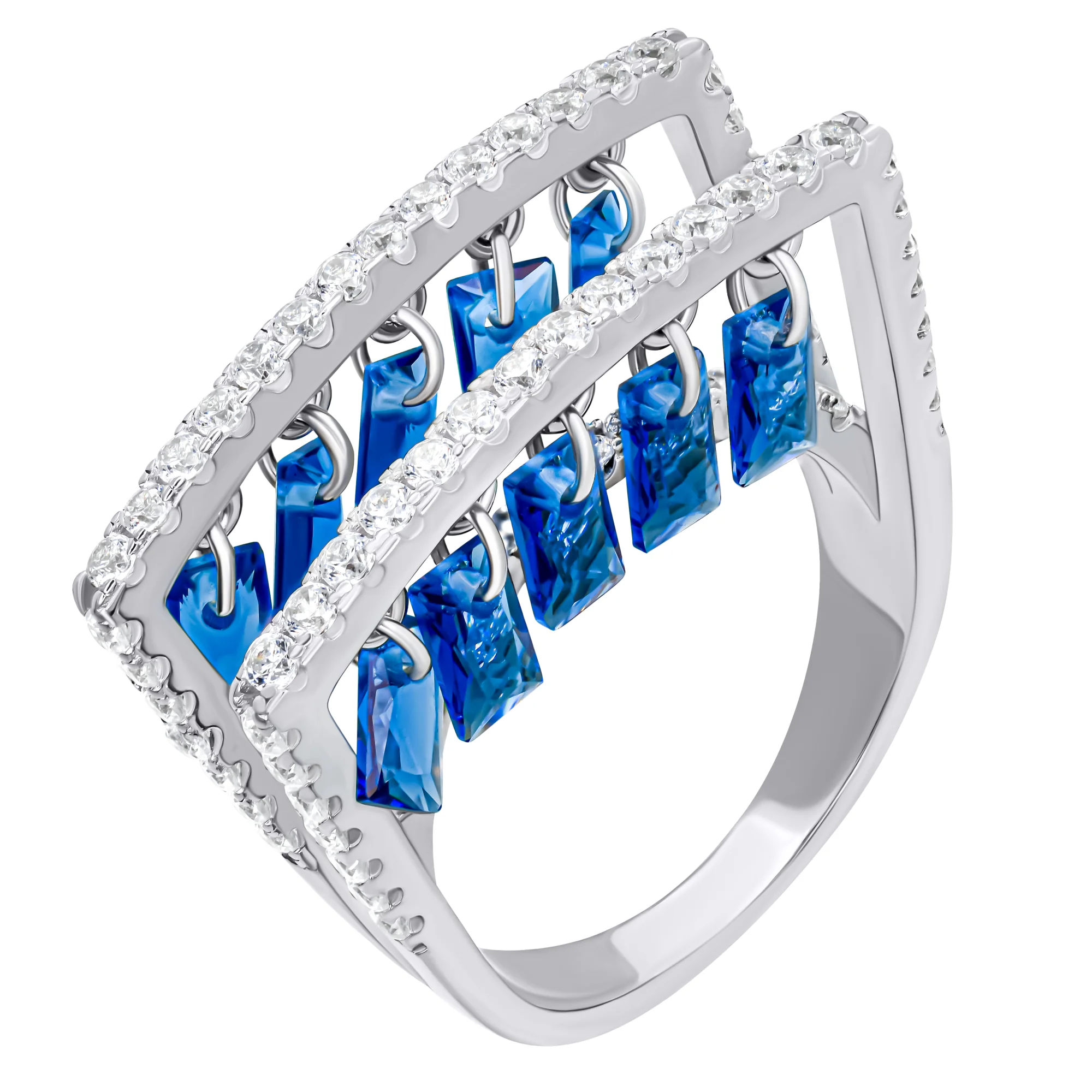 Кольцо серебряное с фианитами - 907581 - 1
