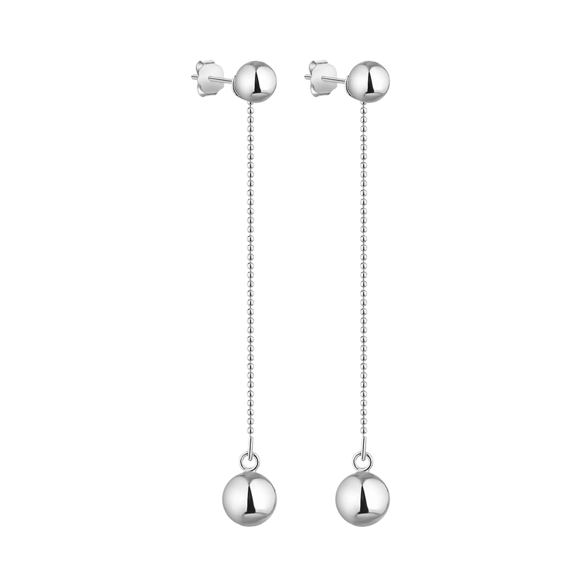 Сережки-гвоздики в сріблі з підвісами "Кулі" - 1558854 – зображення 1