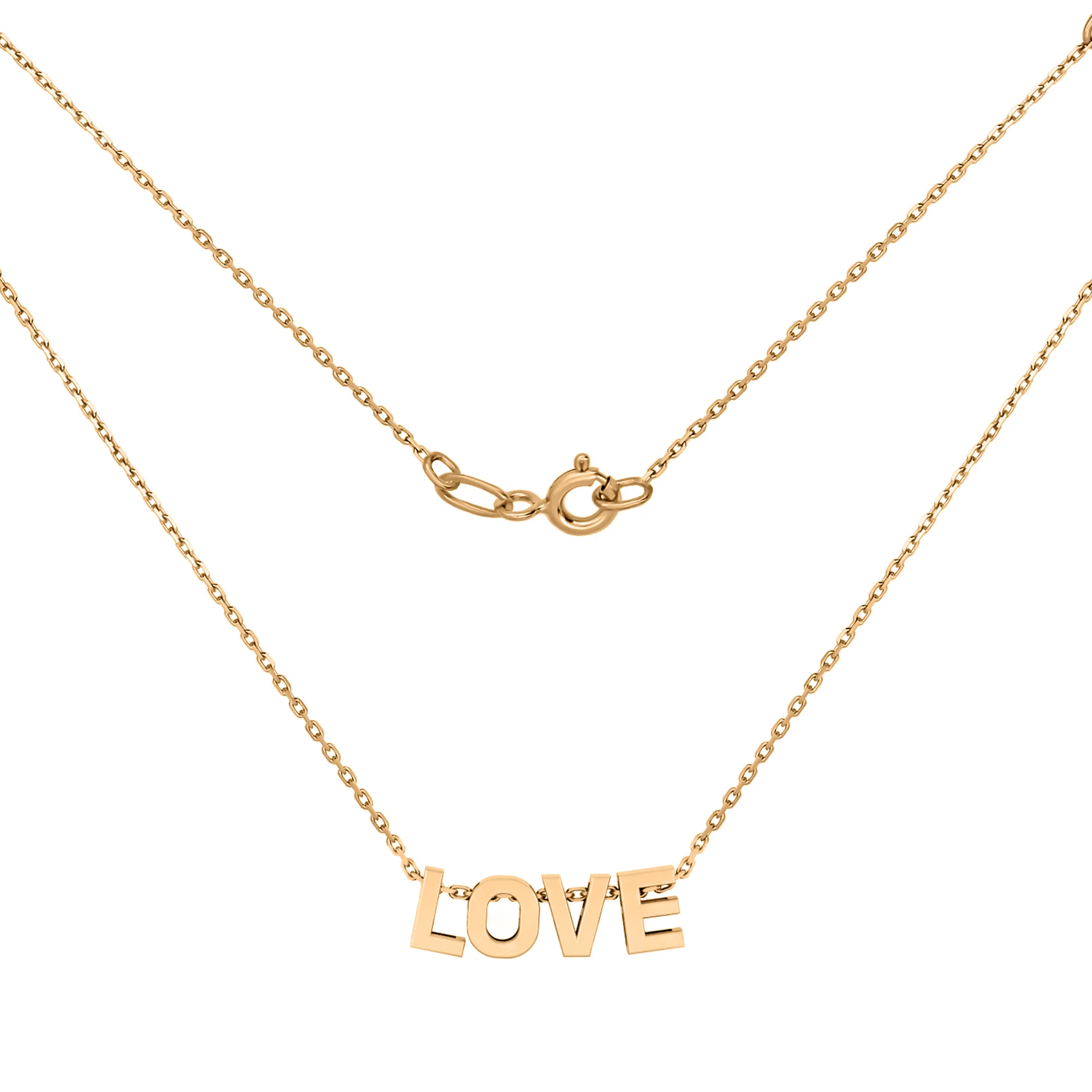 Колье с подвесом в красном золоте "Love" якорное плетение - 1699117 - 2