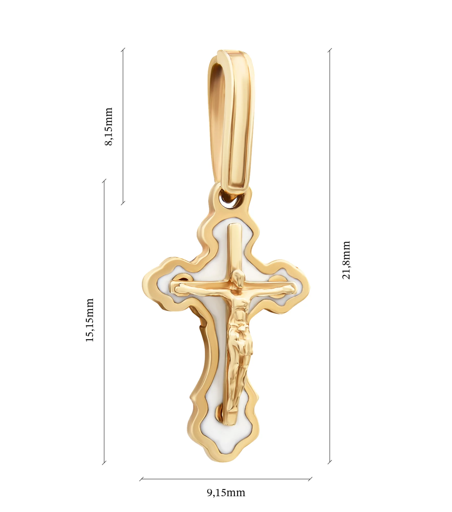 Крестик из красного золота с белой эмалью - 392481 – изображение 3