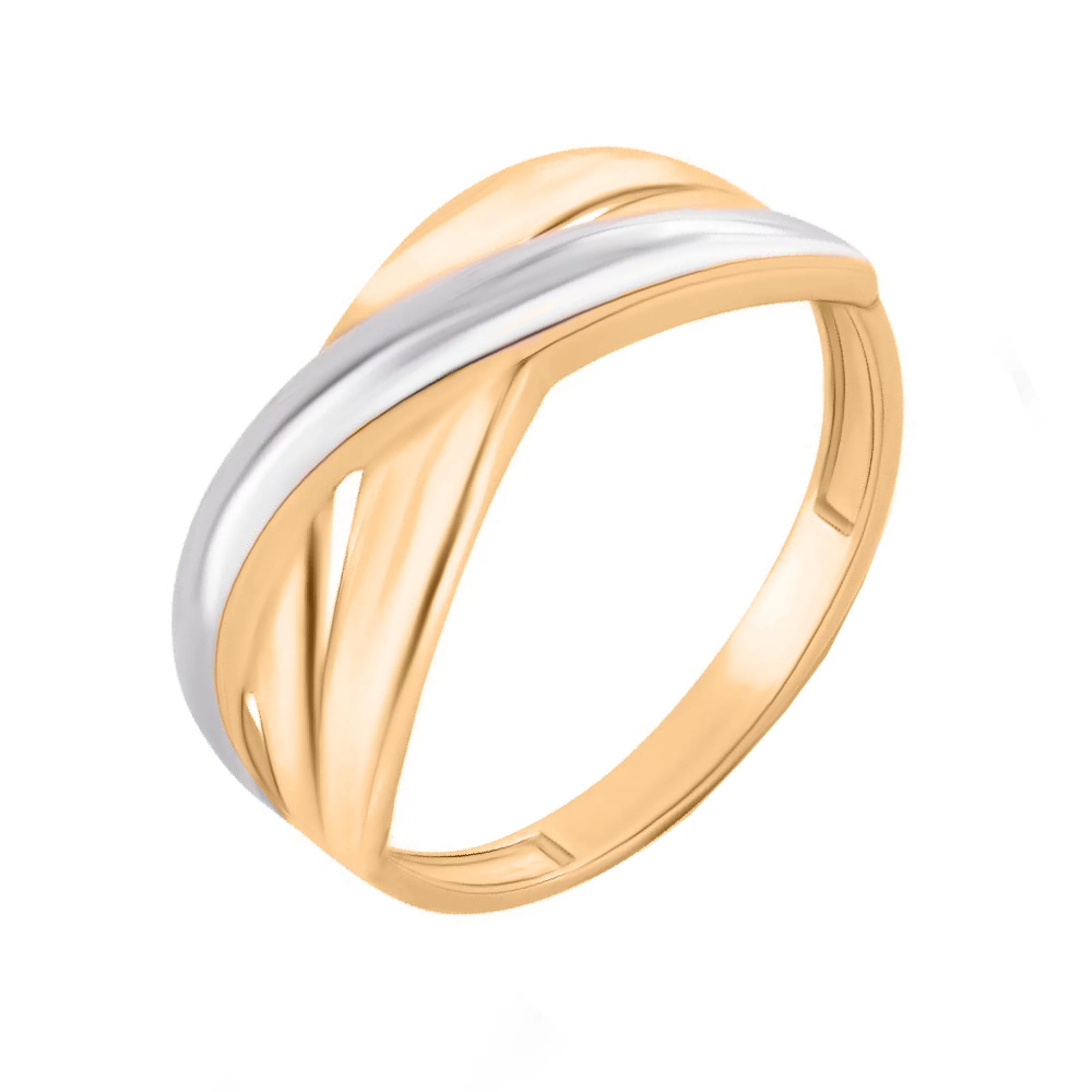 Кольцо из комбинированного золота "Волны" - 1584357 – изображение 1