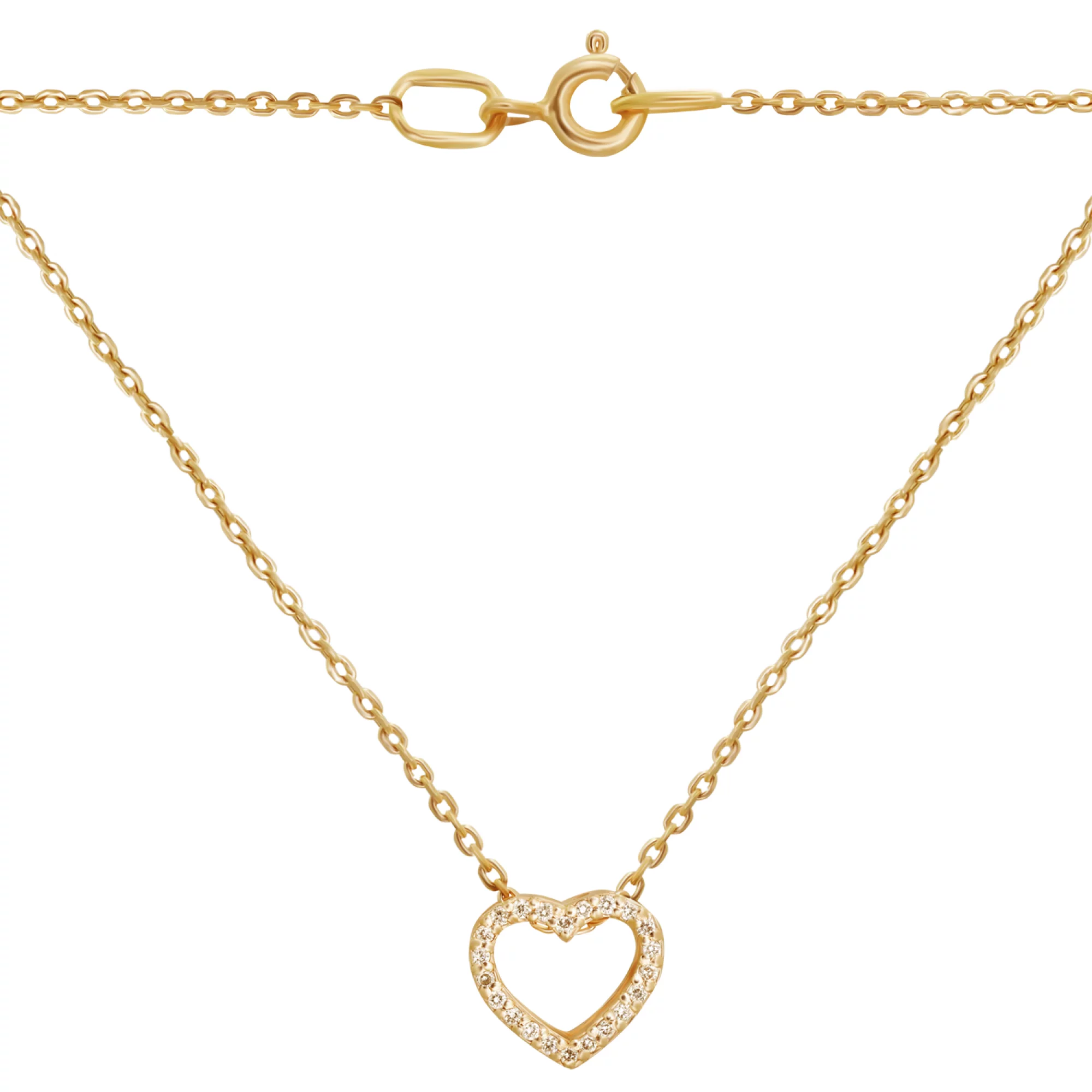 Золотий ланцюжок із підвіскою з діамантами "Серце" у якірному плетінні - 892656 – зображення 1