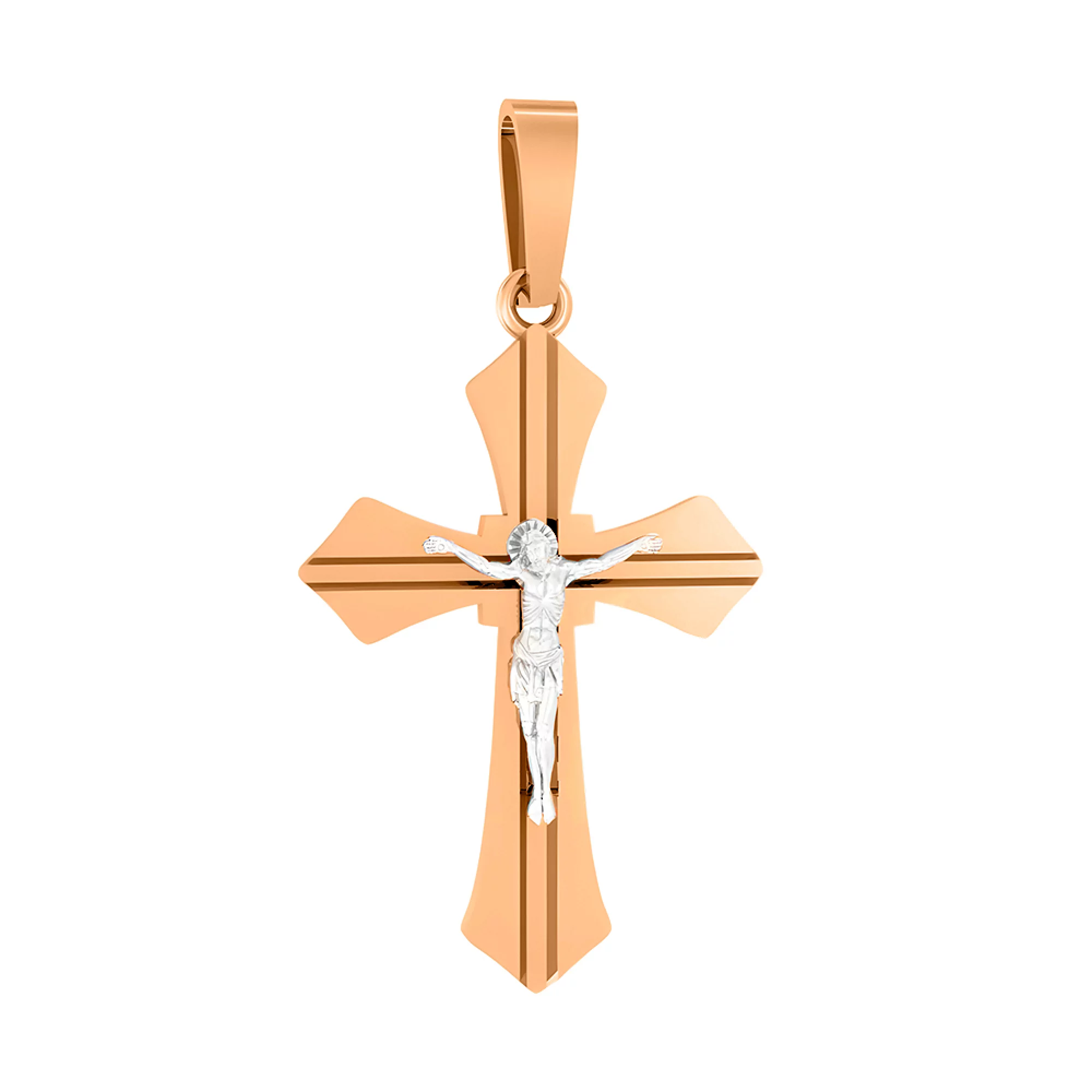 Хрестик із розп'яттям із червоного золота  - 1532313 – зображення 1