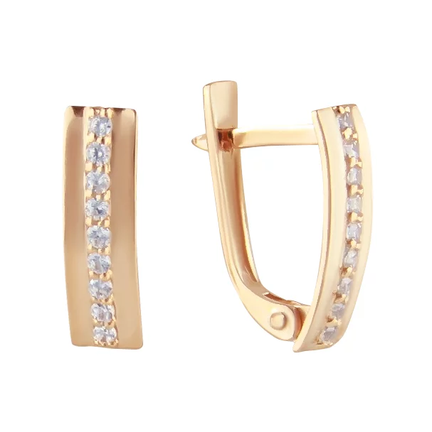 Золоті сережки з фіанітами. Артикул 210751: ціна, відгуки, фото – купити в інтернет-магазині AURUM