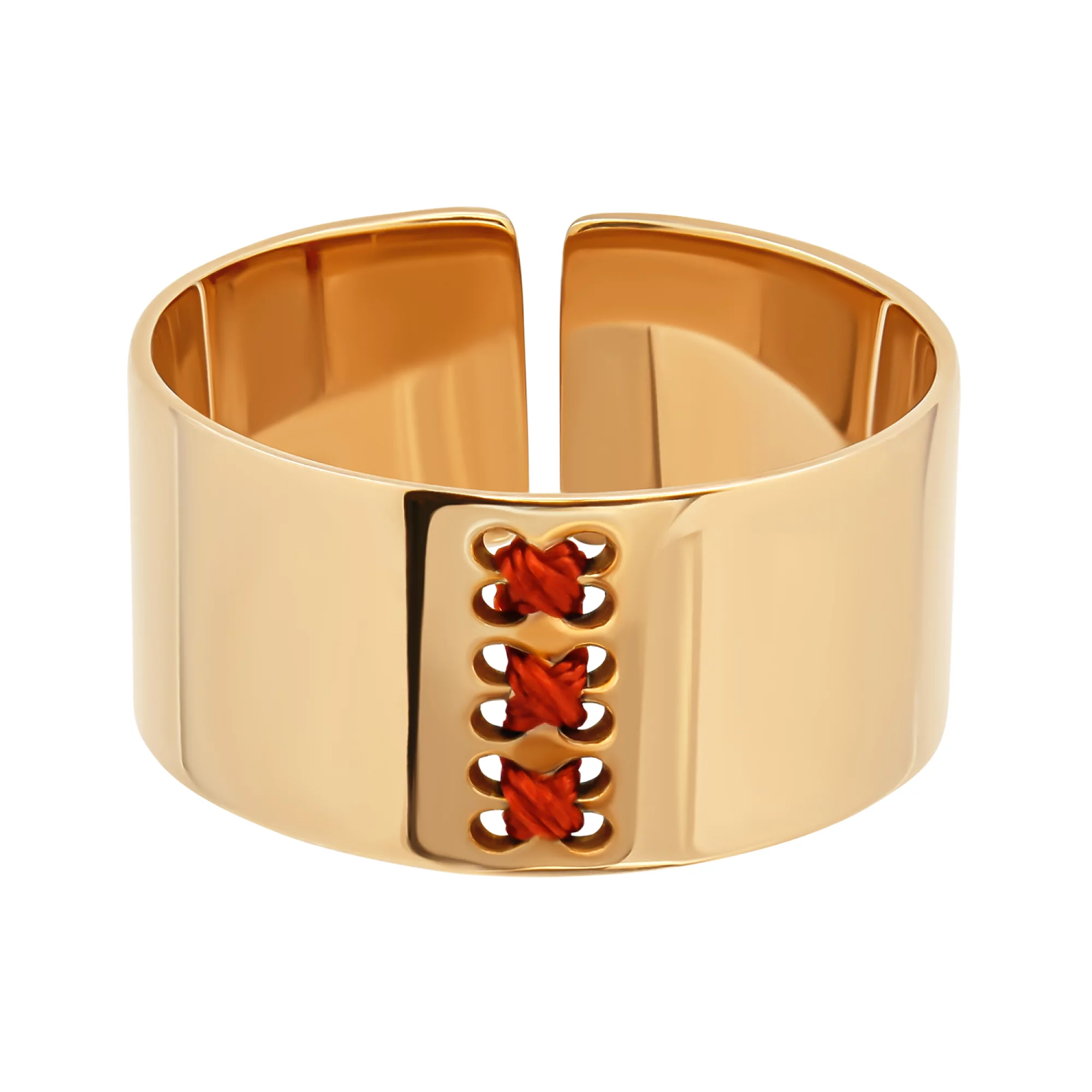 Кольцо из красного золота из шелком с элементами вышивки  - 1339276 – изображение 2