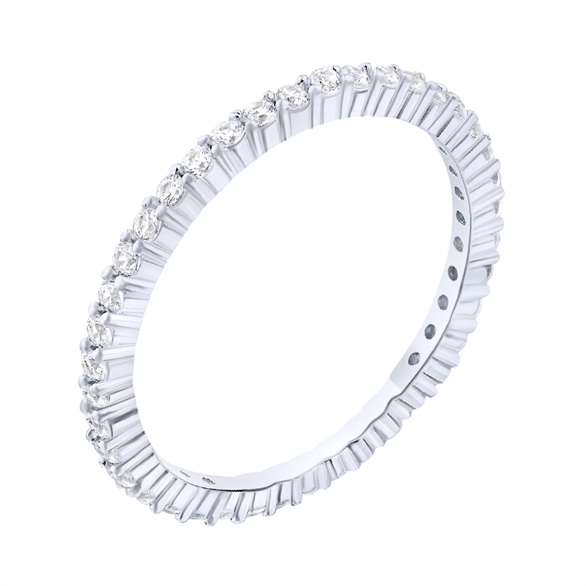 Тонкое серебряное кольцо с фианитами - 1625075 – изображение 1