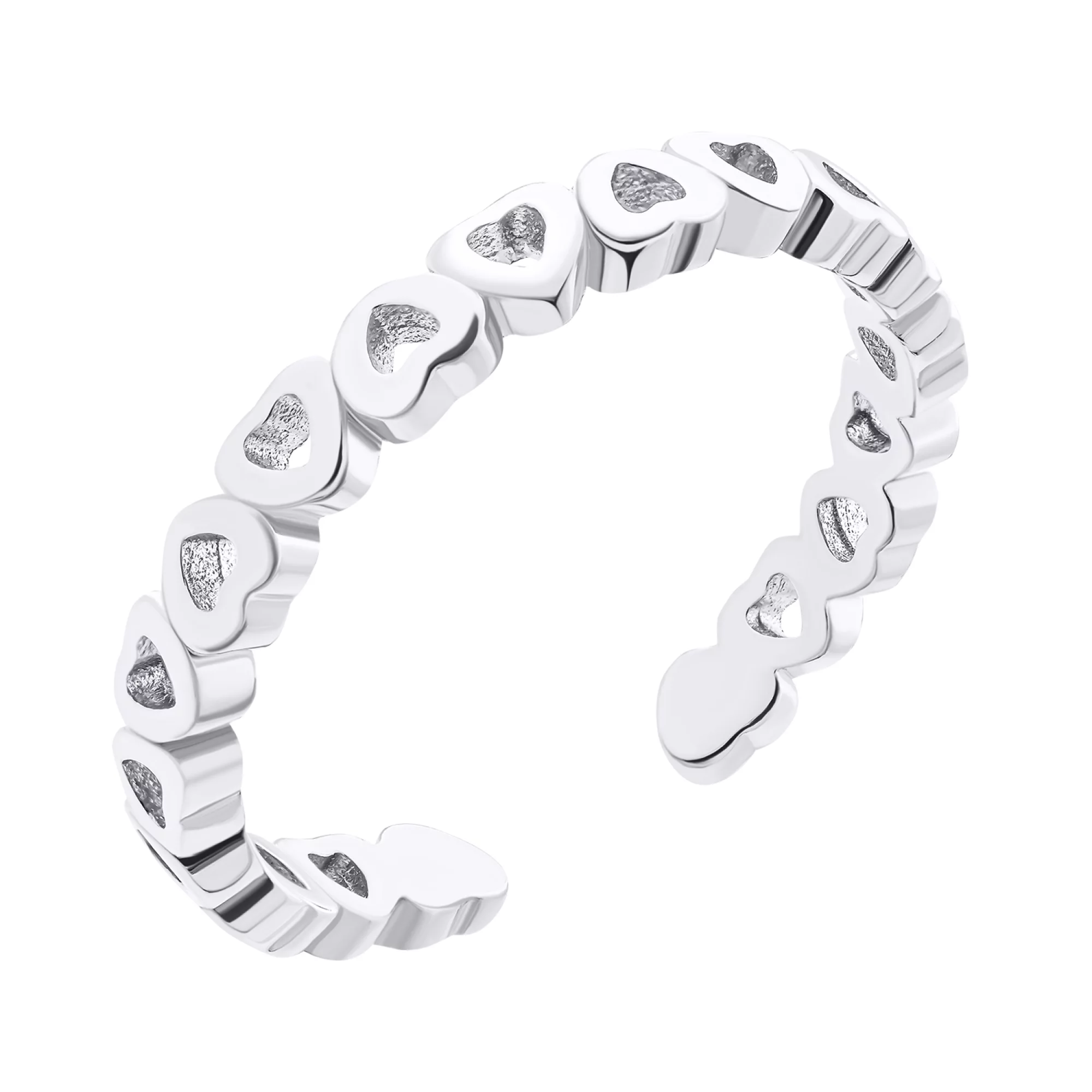 Кольцо из серебра с сердечками - 1520547 – изображение 1