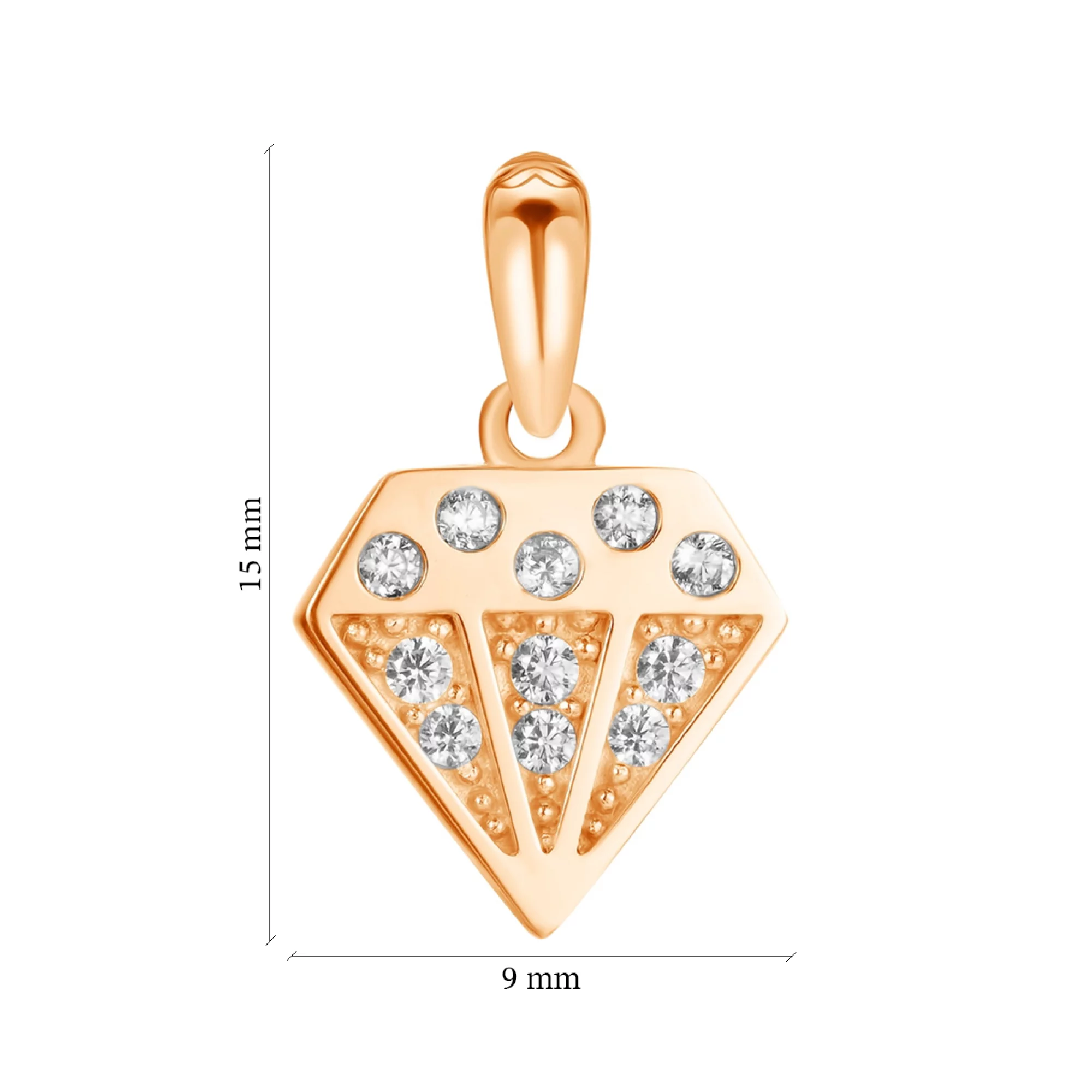 Підвіска з червоного золота з фіанітом "Діамант" - 965897 – зображення 2