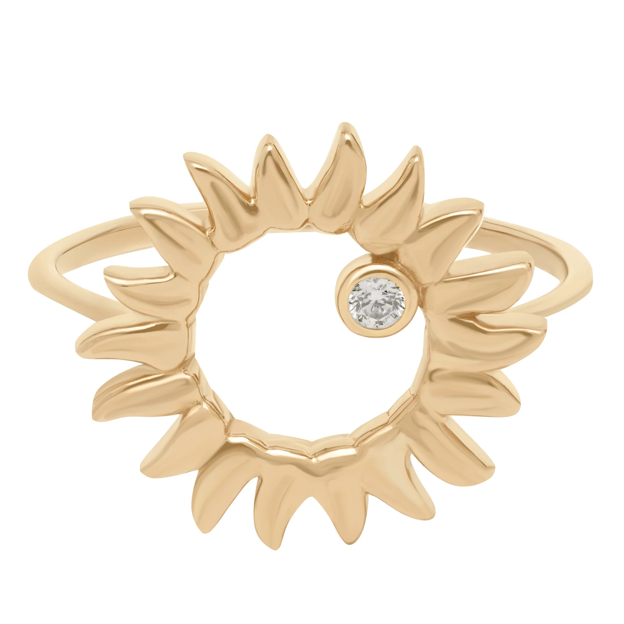 Кольцо из красного золота "Золоті Соняхи" с фианитом - 1617400 – изображение 5