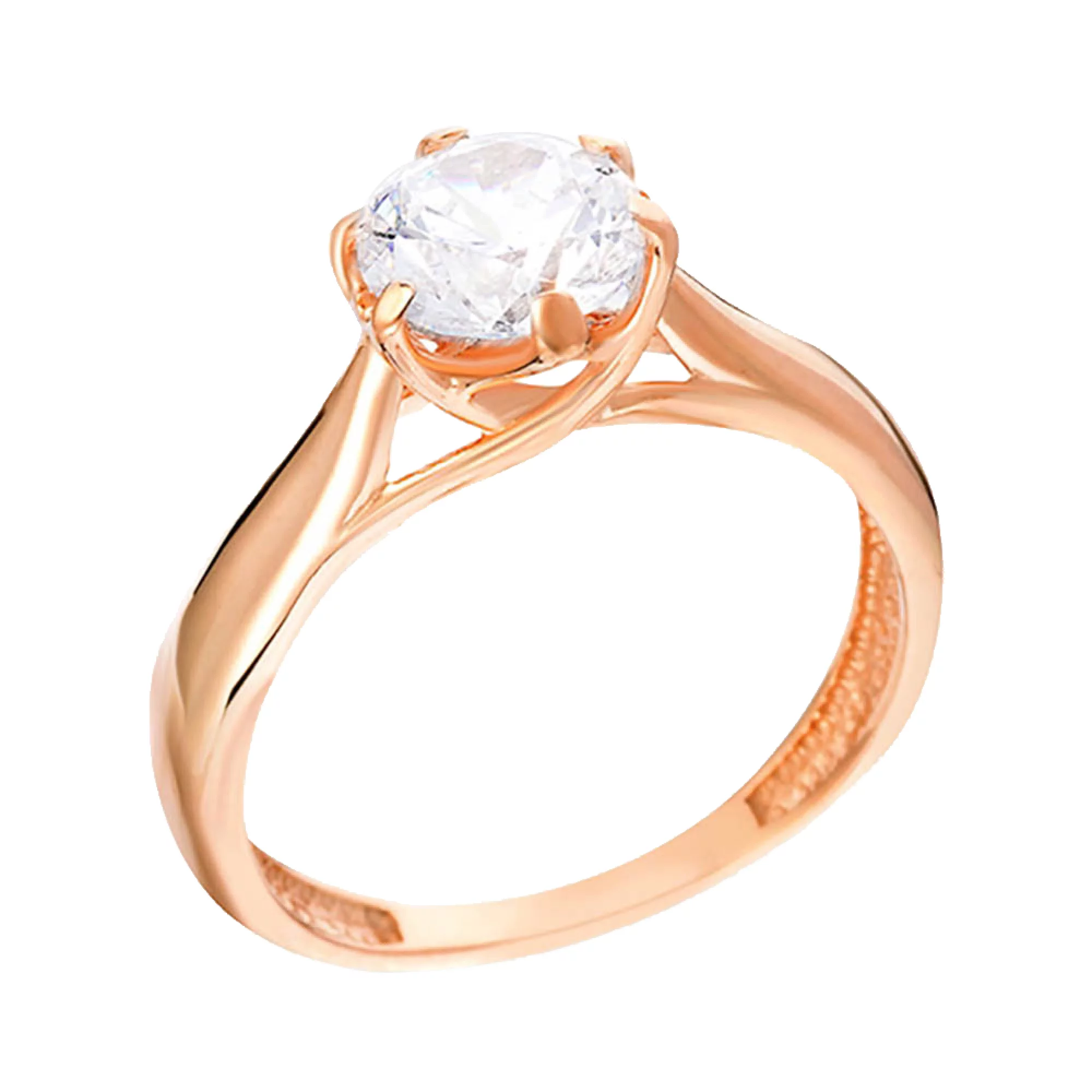 Золотое кольцо с фианитом - 569371 – изображение 1
