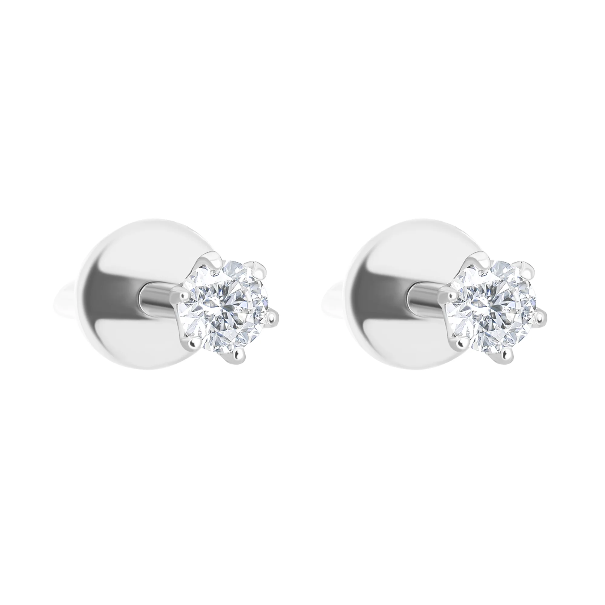 Серьги-гвоздики в белом золоте с бриллиантом - 1562585 - 1
