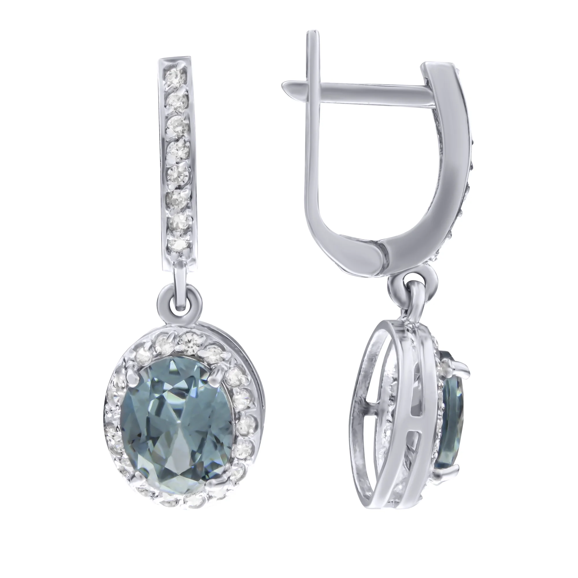 Серьги серебряные с подвесом и фианитами - 961902 - 1