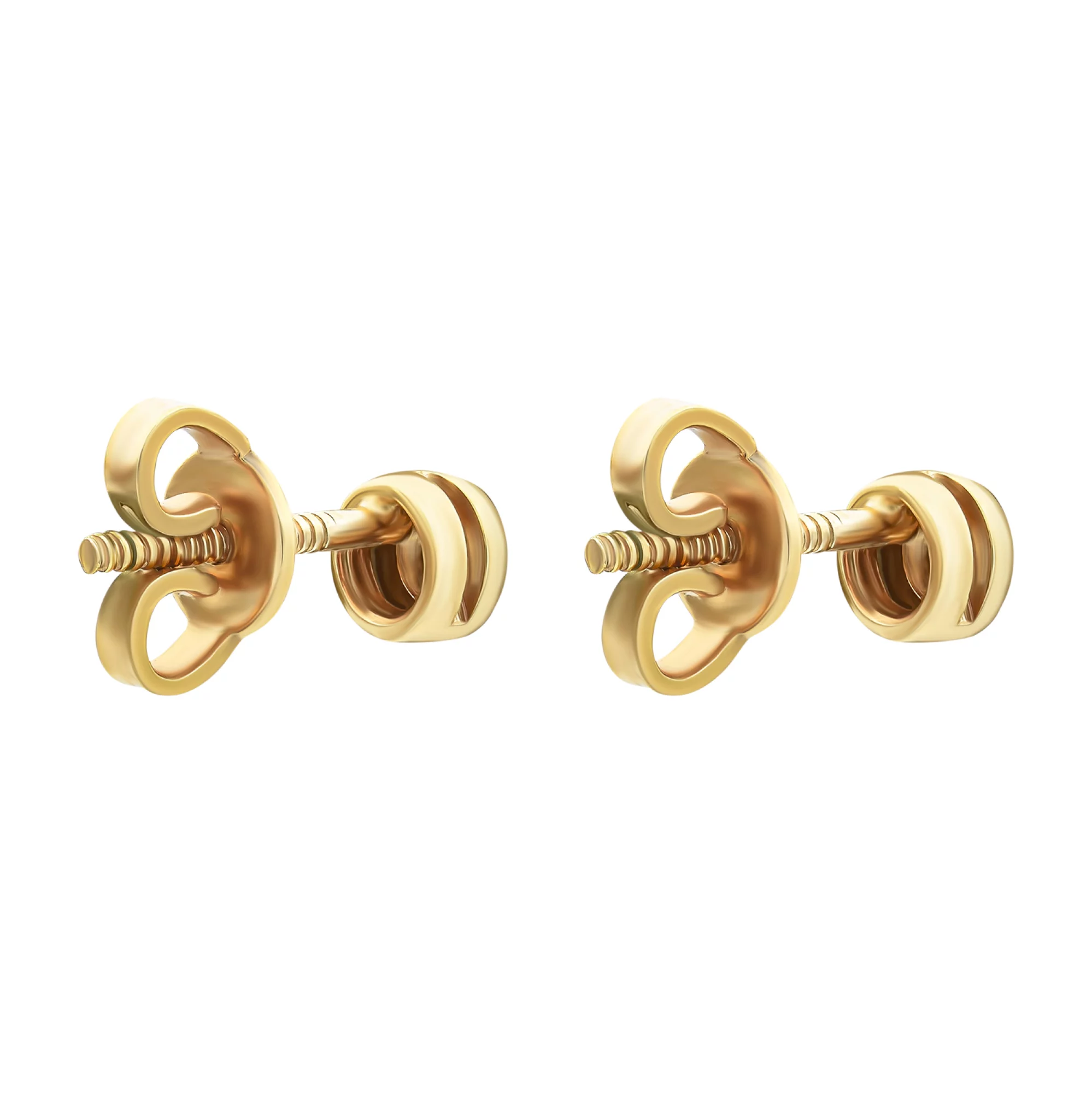 Сережки-гвоздики из красного золота с бриллиантами - 614551 – изображение 2